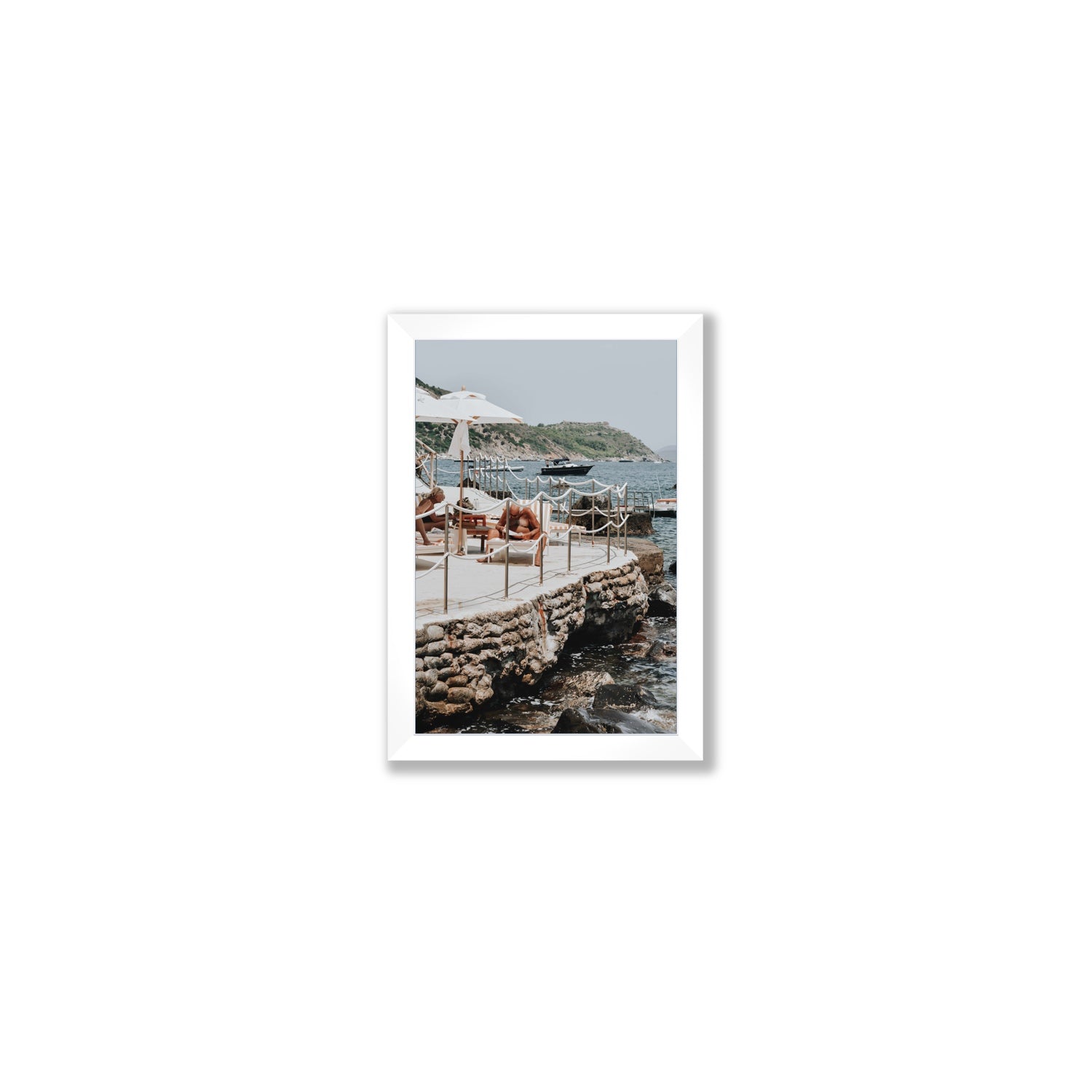 Nonno e Nonna Tuscany coastal Italian wall art Small full-bleed fine art print in white frame