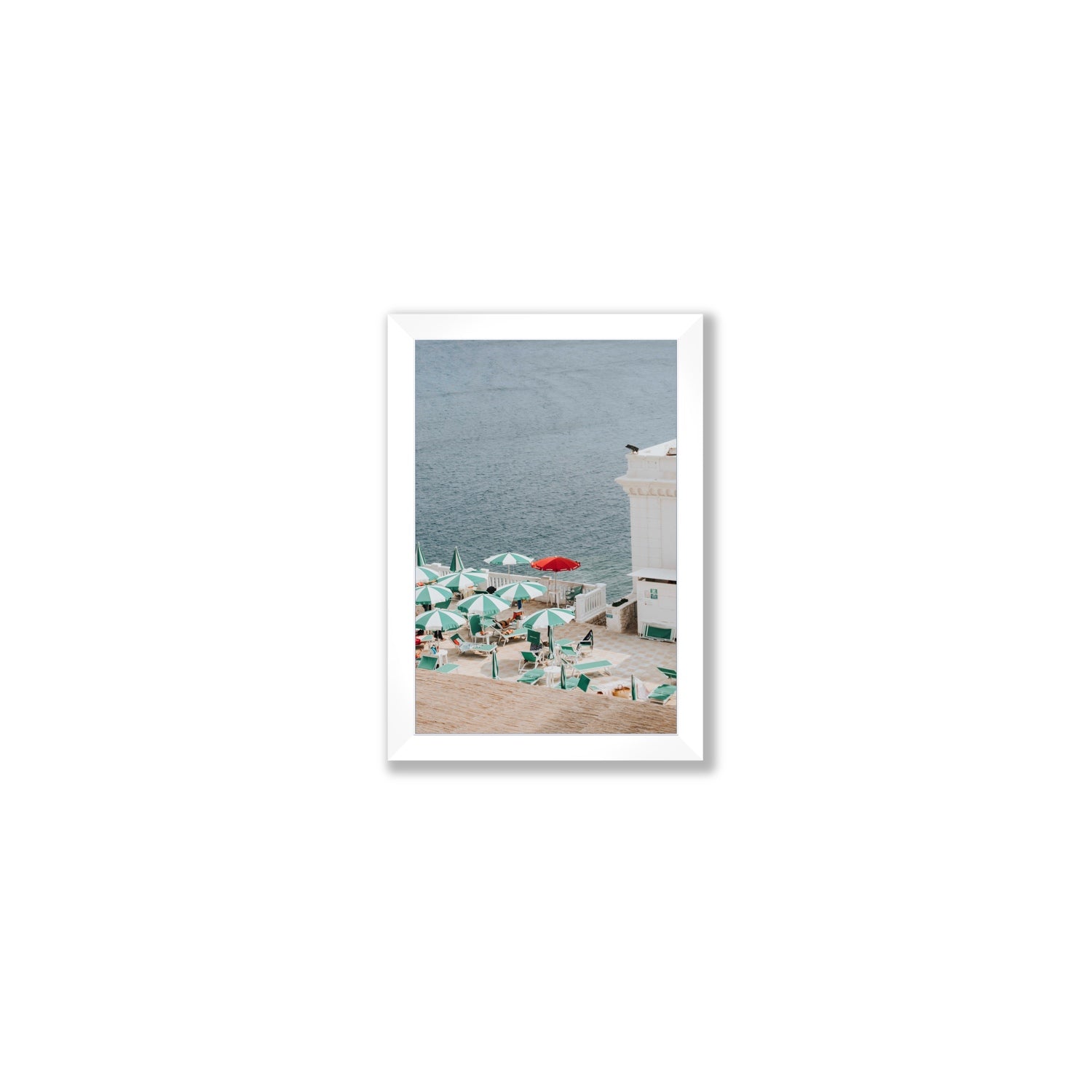 Lido Italiano Puglia beach Italian wall art Small full-bleed fine art print in white frame