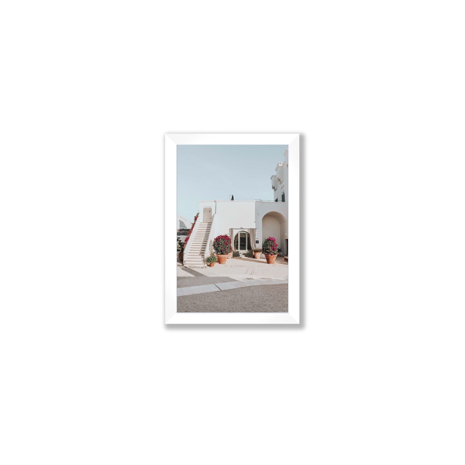 Scala Fiorita Puglia Mediterranean wall art Small full-bleed fine art print in white frame