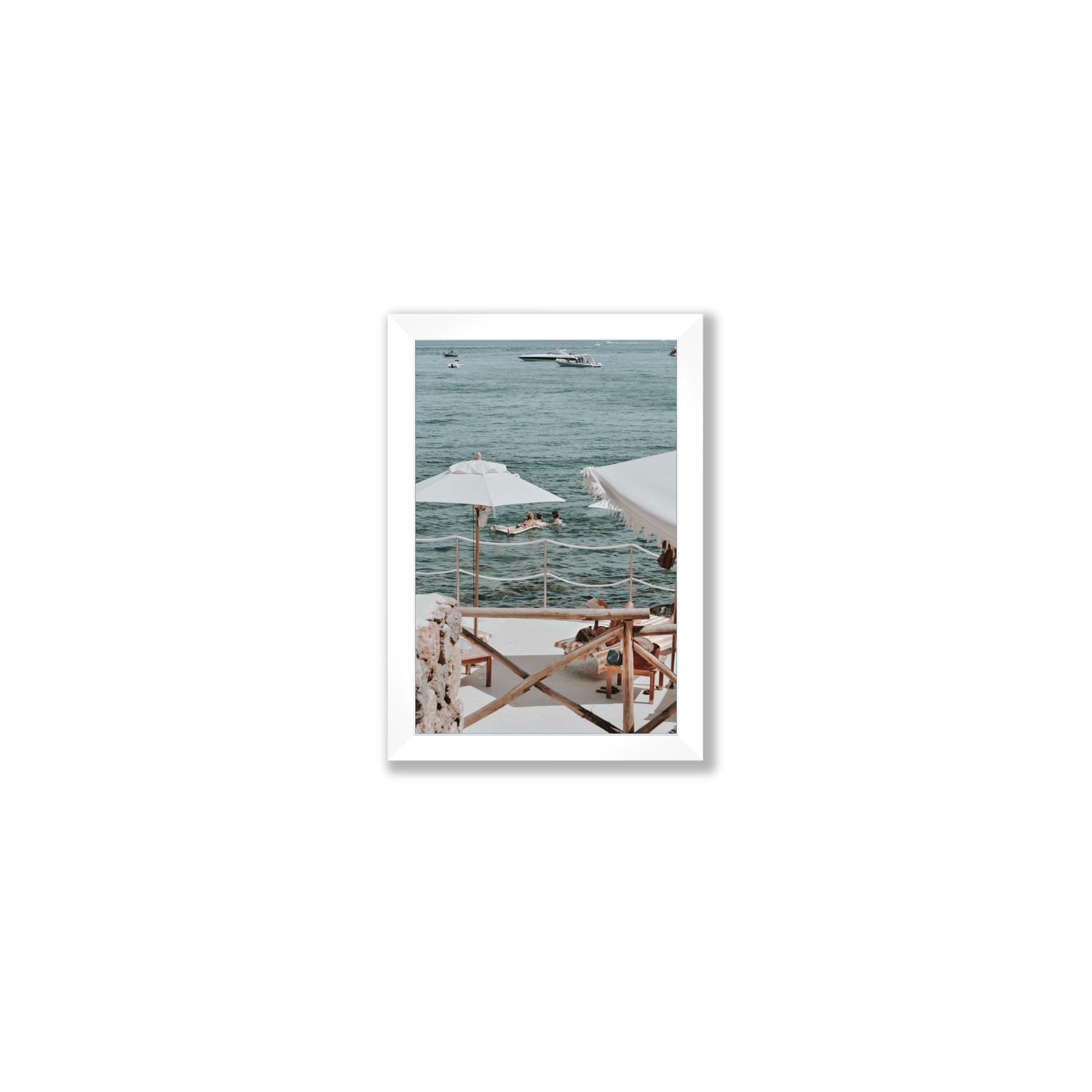 Hideaway Tuscany coastal Mediterranean wall art Small full-bleed fine art print in white frame