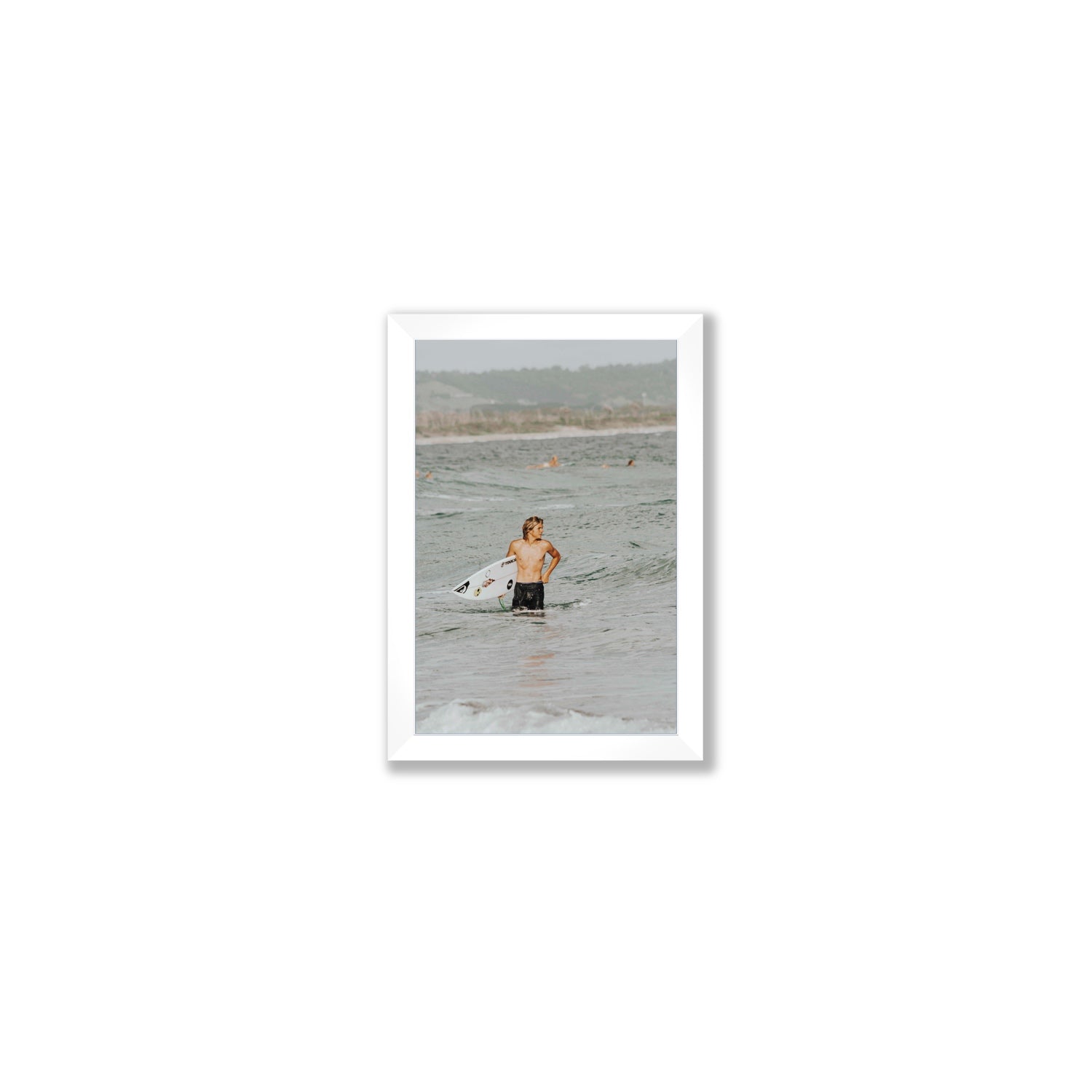 Chasing Mavericks Byron Bay Surf coastal wall art Small full-bleed fine art print in white frame