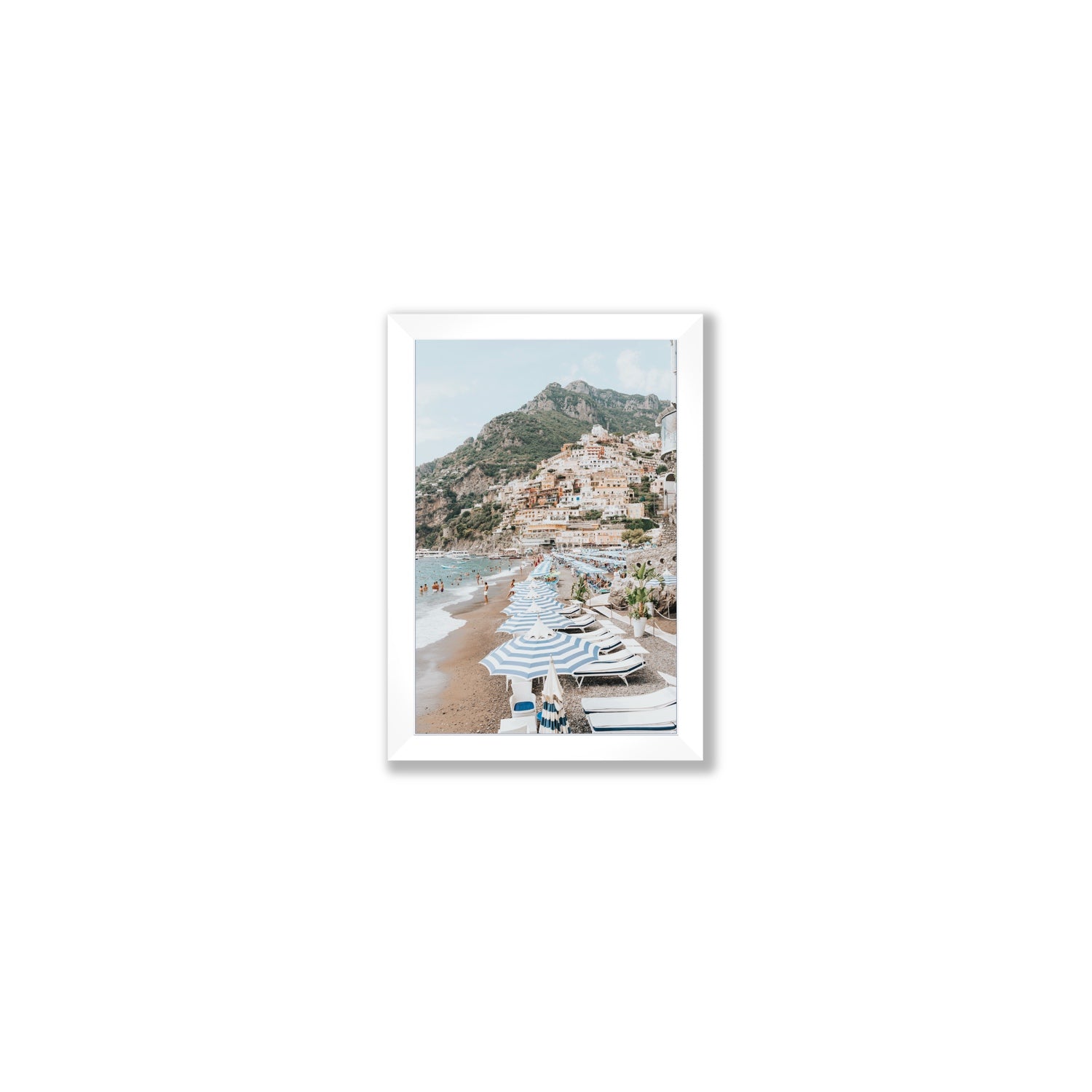 The Cliffside Village fine art print, Positano, Italy, Small, White Frame · Full Bleed, Fine Art Print