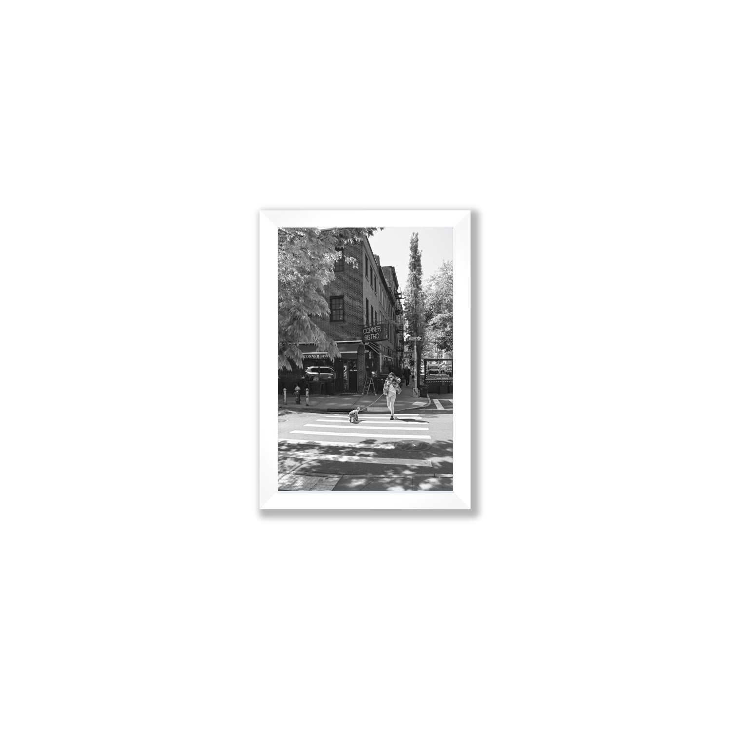Sunlit Stroll New York NYC Black & White wall art Small full-bleed fine art print in white frame