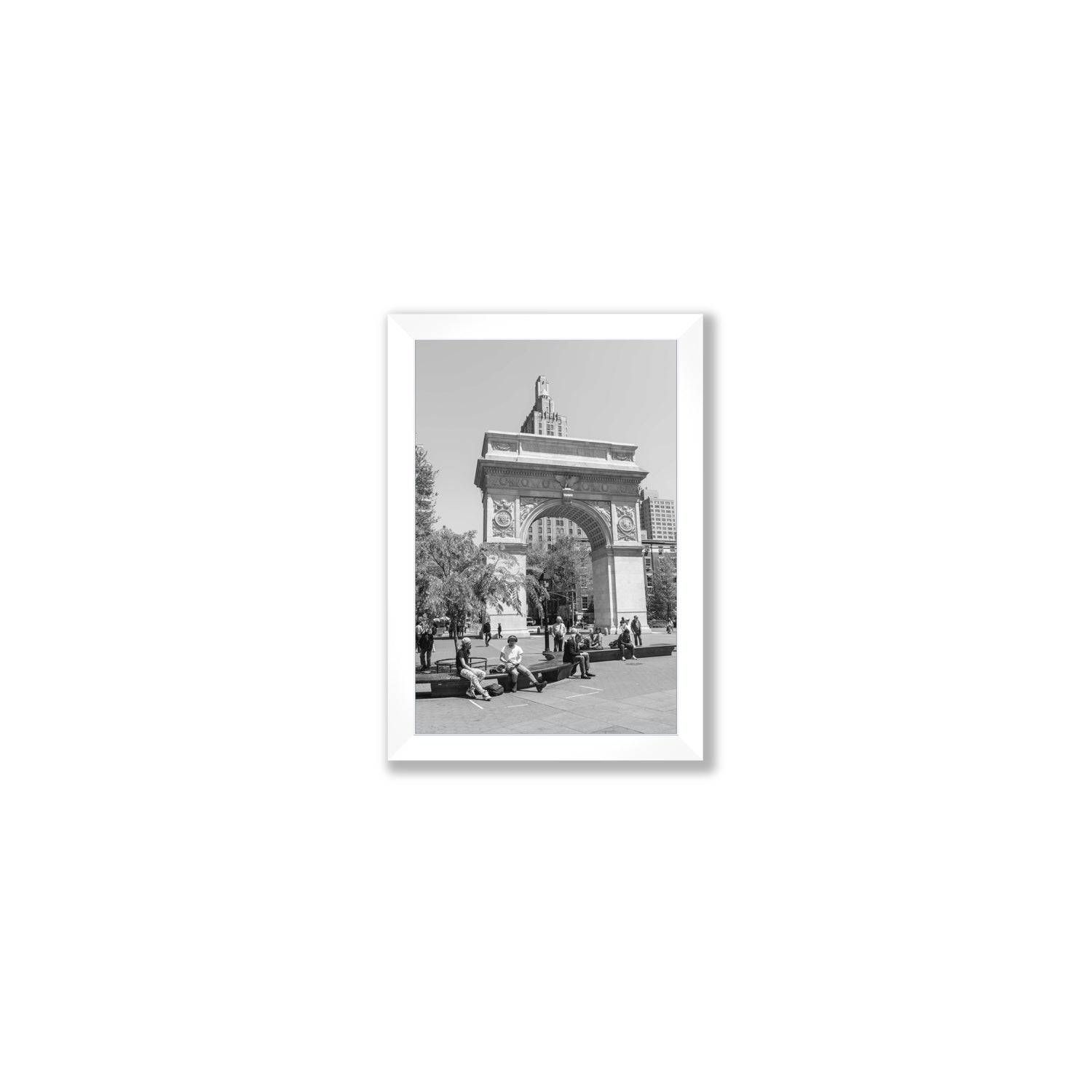 City Picnic New York NYC Black & White wall art Small full-bleed fine art print in white frame