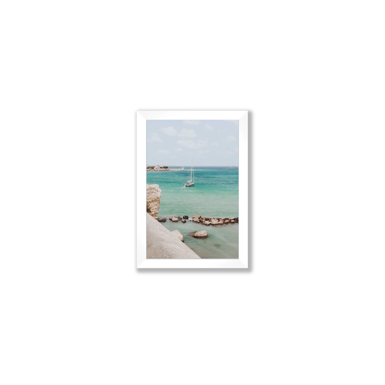 Seafarer's Dream Puglia Seafarer’s Dream coastal wall art Small full-bleed fine art print in white frame