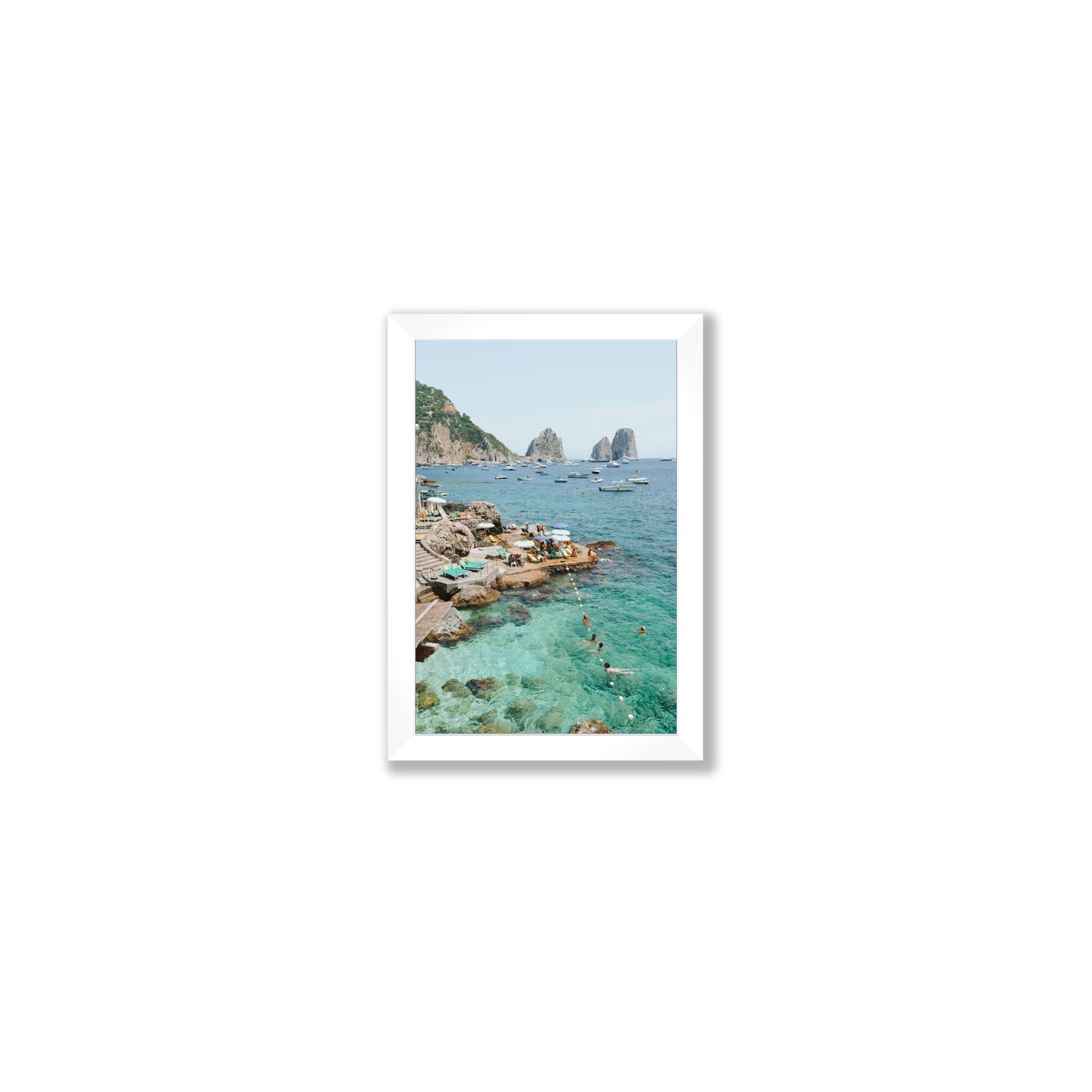 Summertime Blues Capri Mediterranean wall art Small full-bleed fine art print in white frame