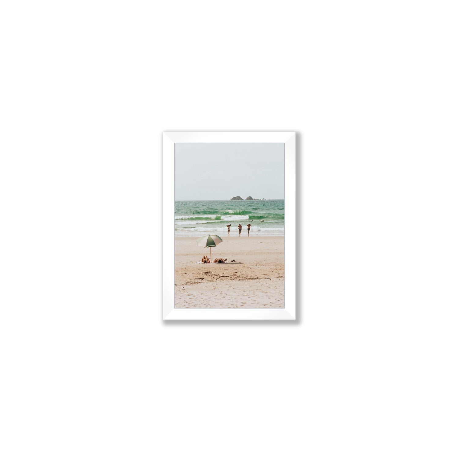 Escape The Ordinary Byron Bay coastal decor wall art Small full-bleed fine art print in white frame