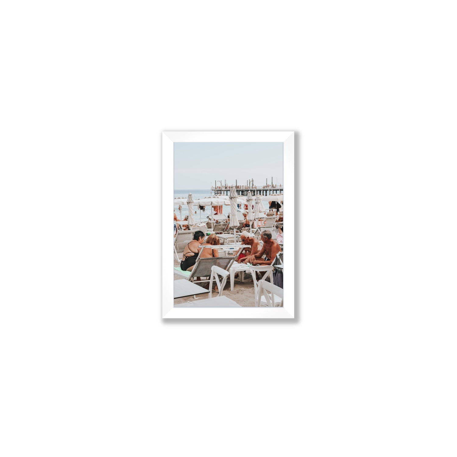 Salted Shuffle fine art print, Alassio, Italy, people and locals artwork, Small, White Frame · Full Bleed, Fine Art Print