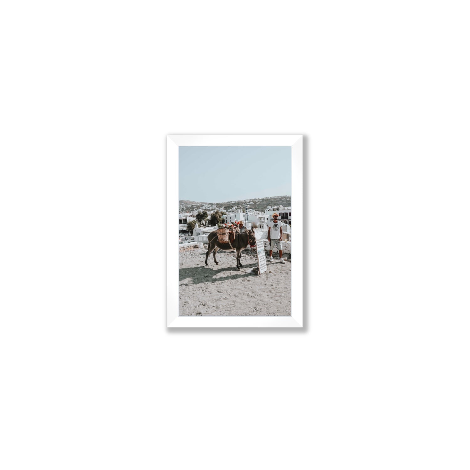 Let The Journey Begin Mykonos Greek island wall art Small full-bleed fine art print in white frame