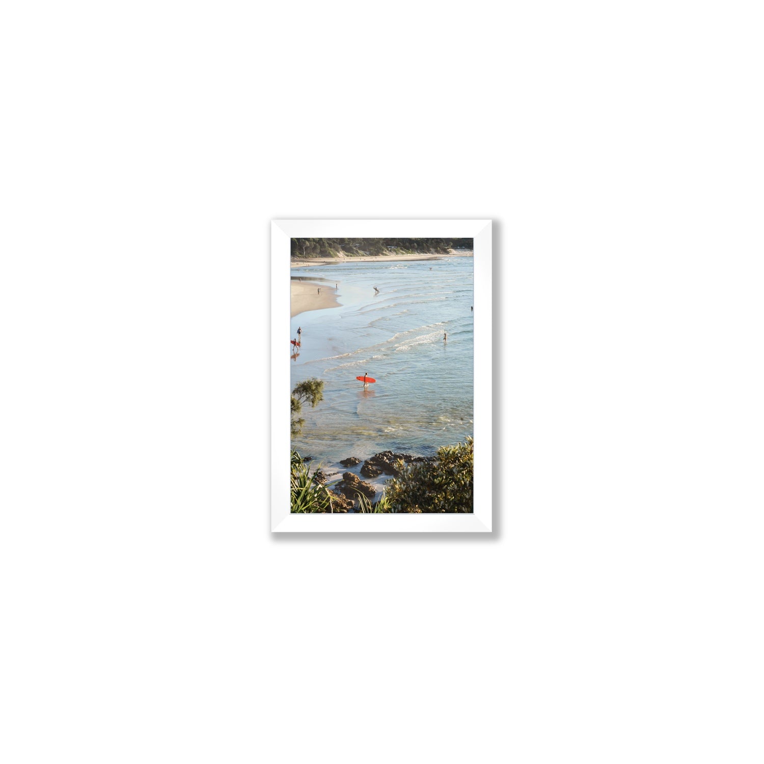 Seclusion Byron Bay Surf coastal wall art Small full-bleed fine art print in white frame