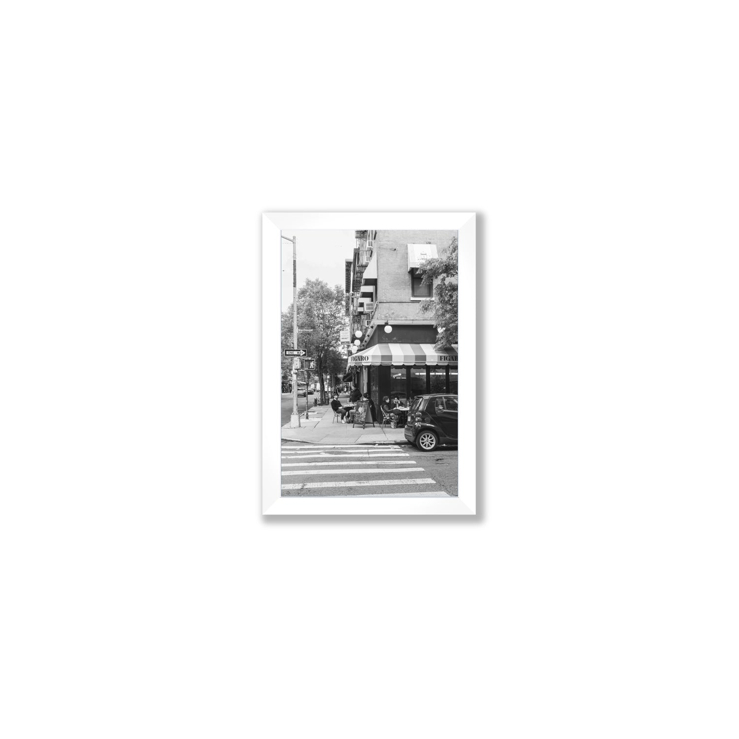 Figaro New York NYC Black & White wall art Small full-bleed fine art print in white frame