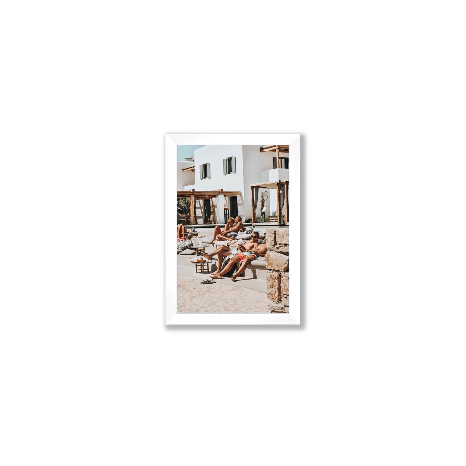 Style That Sizzles Mykonos Greek island wall art Small full-bleed fine art print in white frame