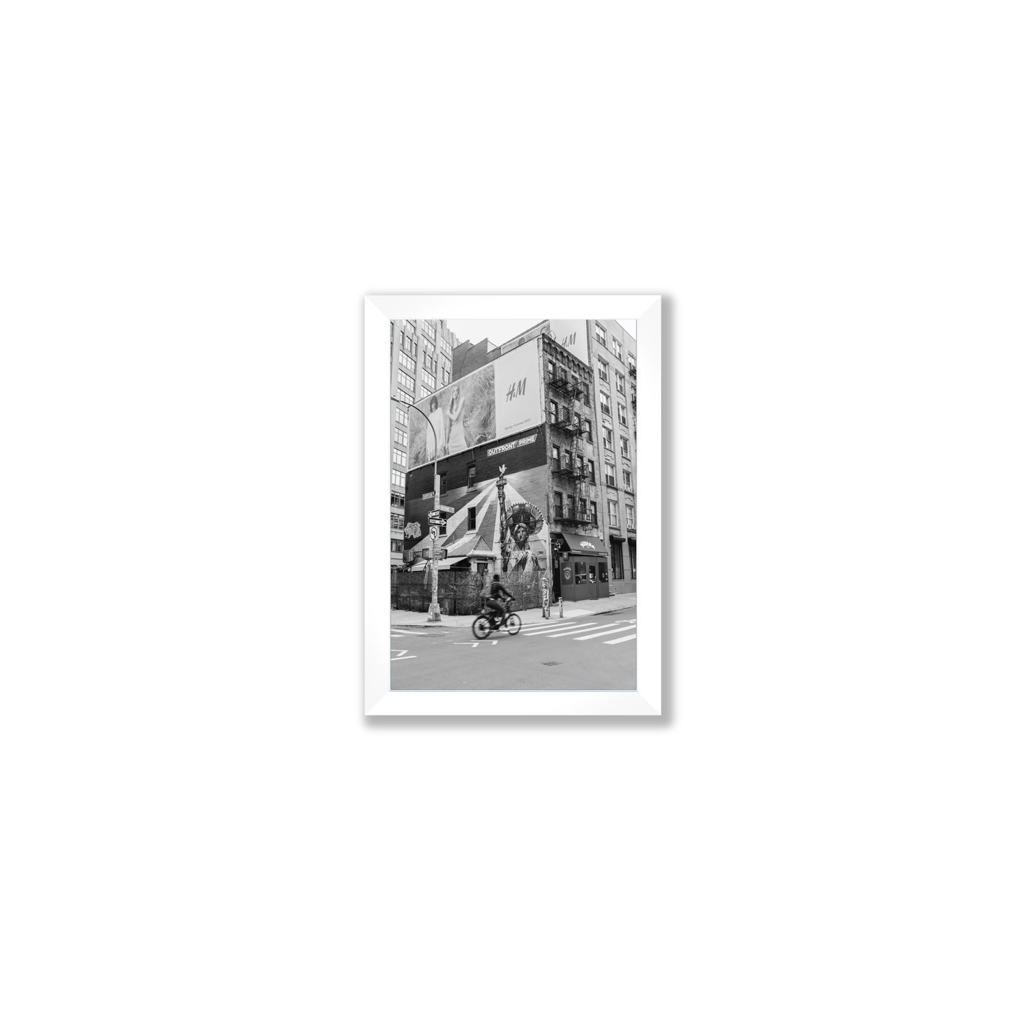 Shadows Of Liberty New York NYC Black & White wall art Small full-bleed fine art print in white frame