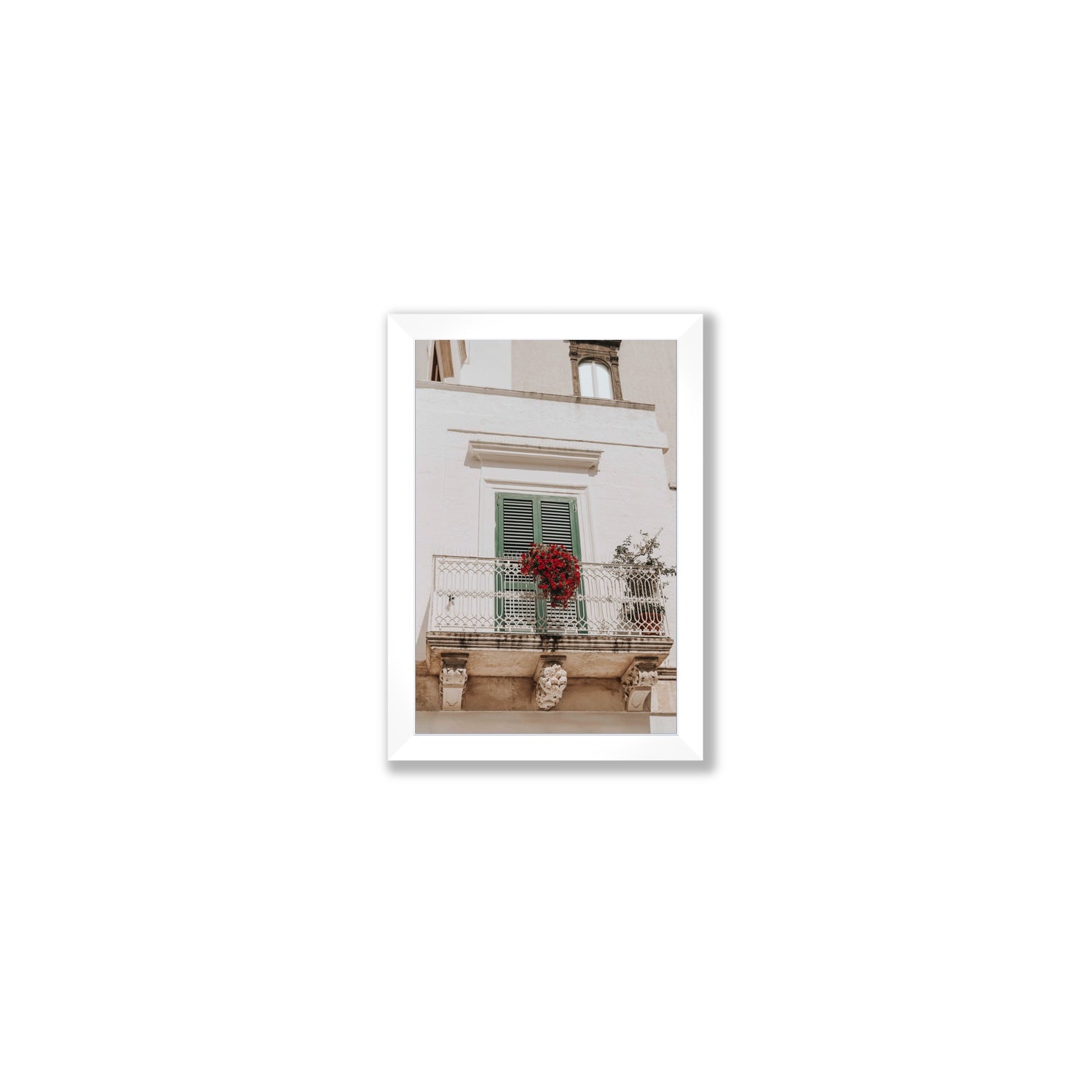 Balcone Estivo Puglia Italian wall art Small full-bleed fine art print in white frame