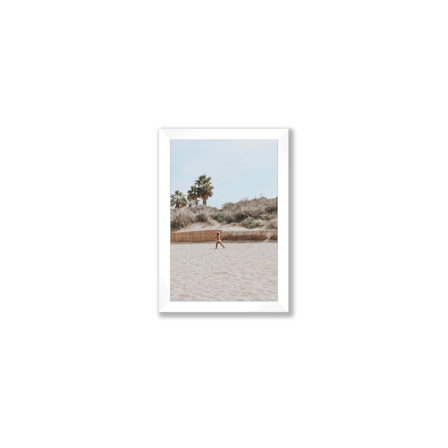 Joyful Sprint Puglia beach coastal fine art print Small full-bleed fine art print in white frame