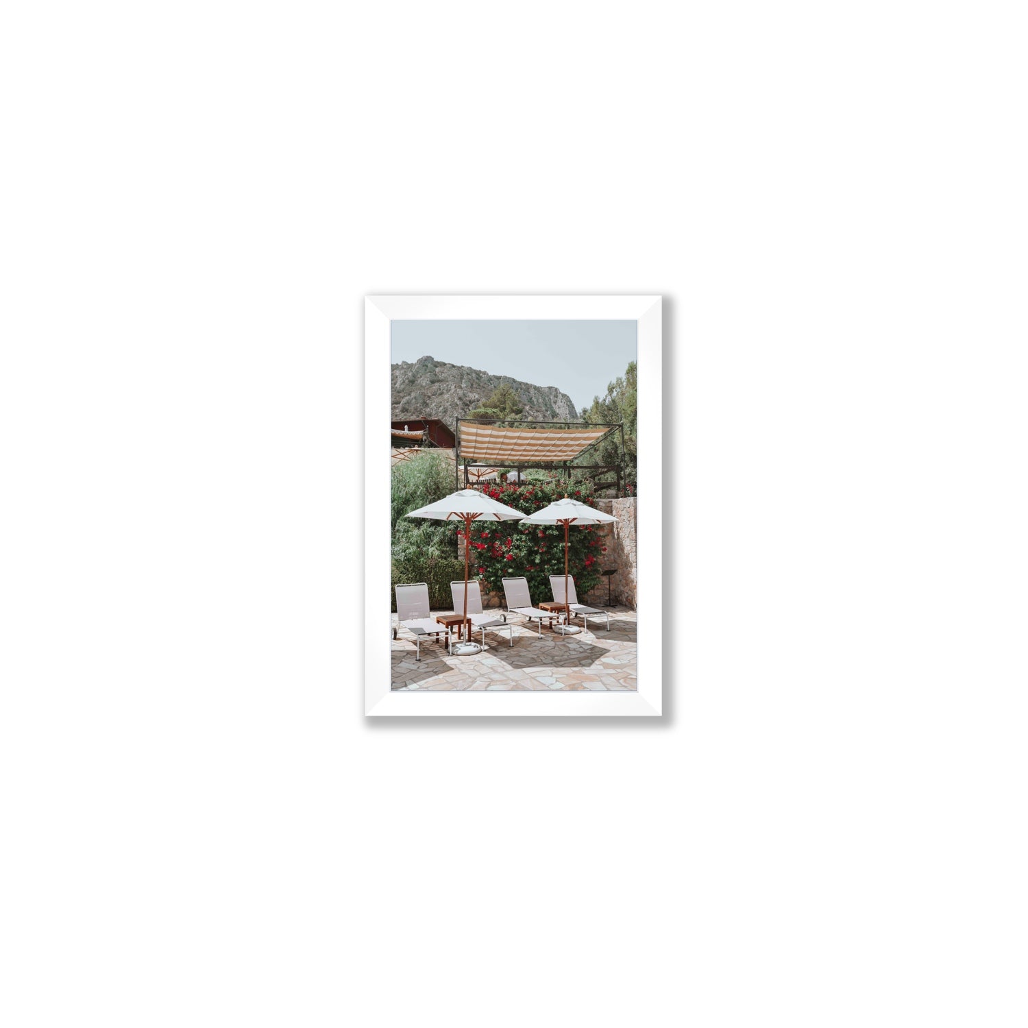 Shades of Leisure Tuscany coastal Italian wall art Small full-bleed fine art print in white frame