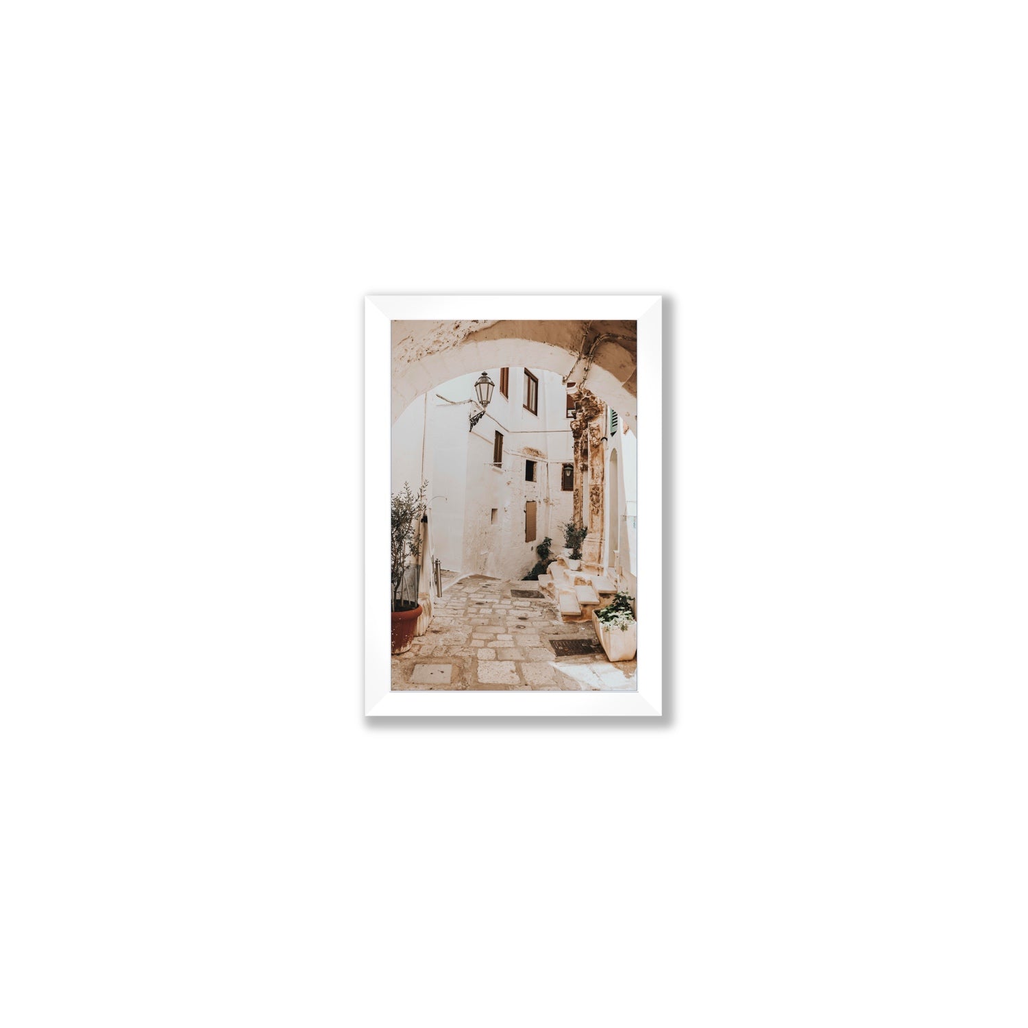 Pathway Wander Puglia Ostuni wall art Small full-bleed fine art print in white frame