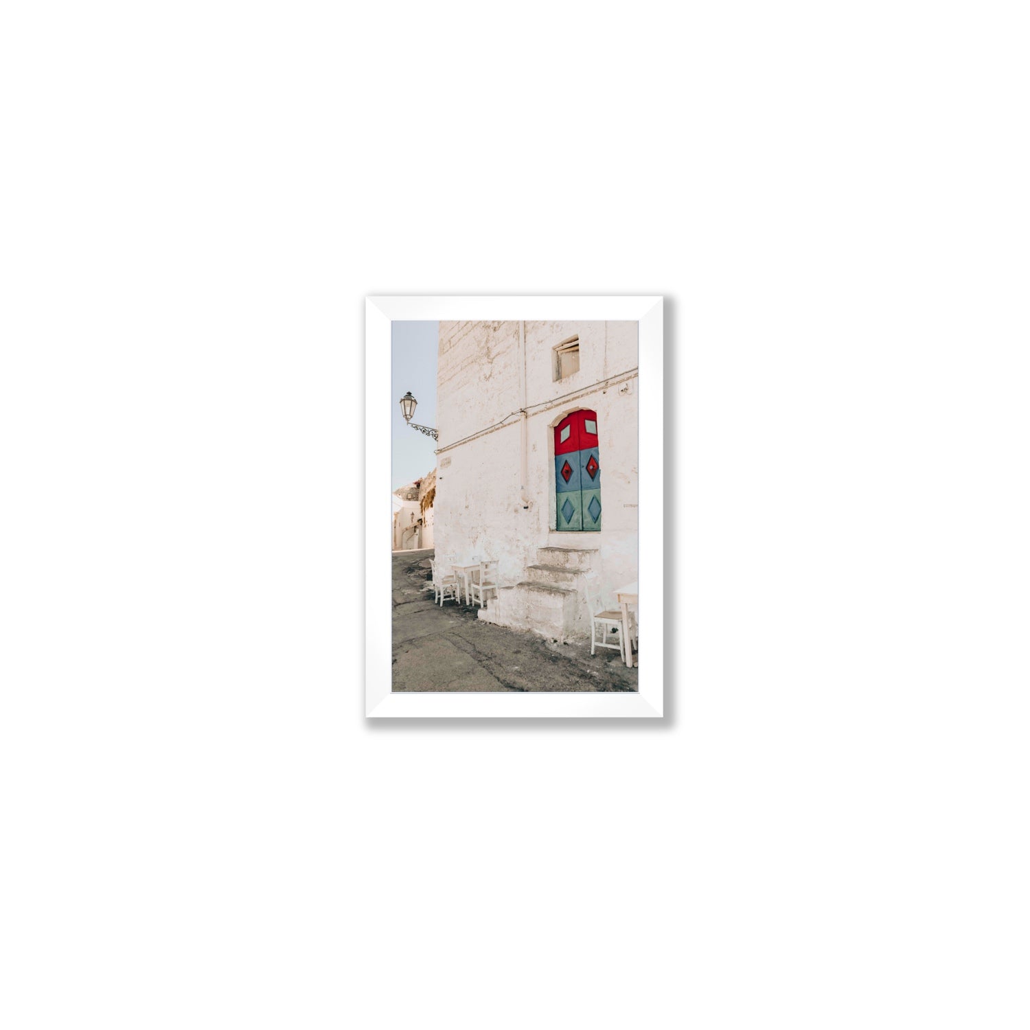 Doorway Delight Puglia Ostuni wall art Small full-bleed fine art print in white frame