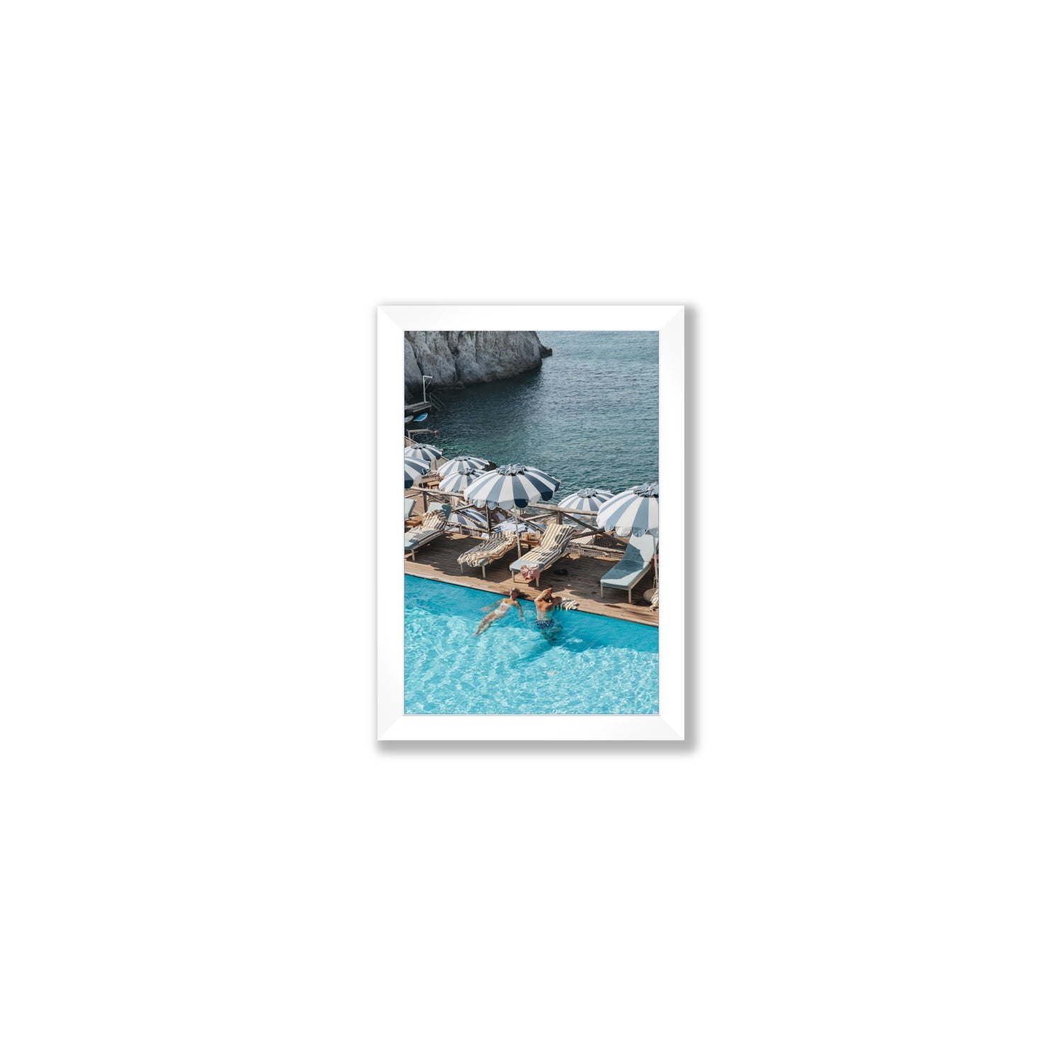 I'm Busy Ischia Italian coastal Mediterranean wall art Small full-bleed fine art print in white frame