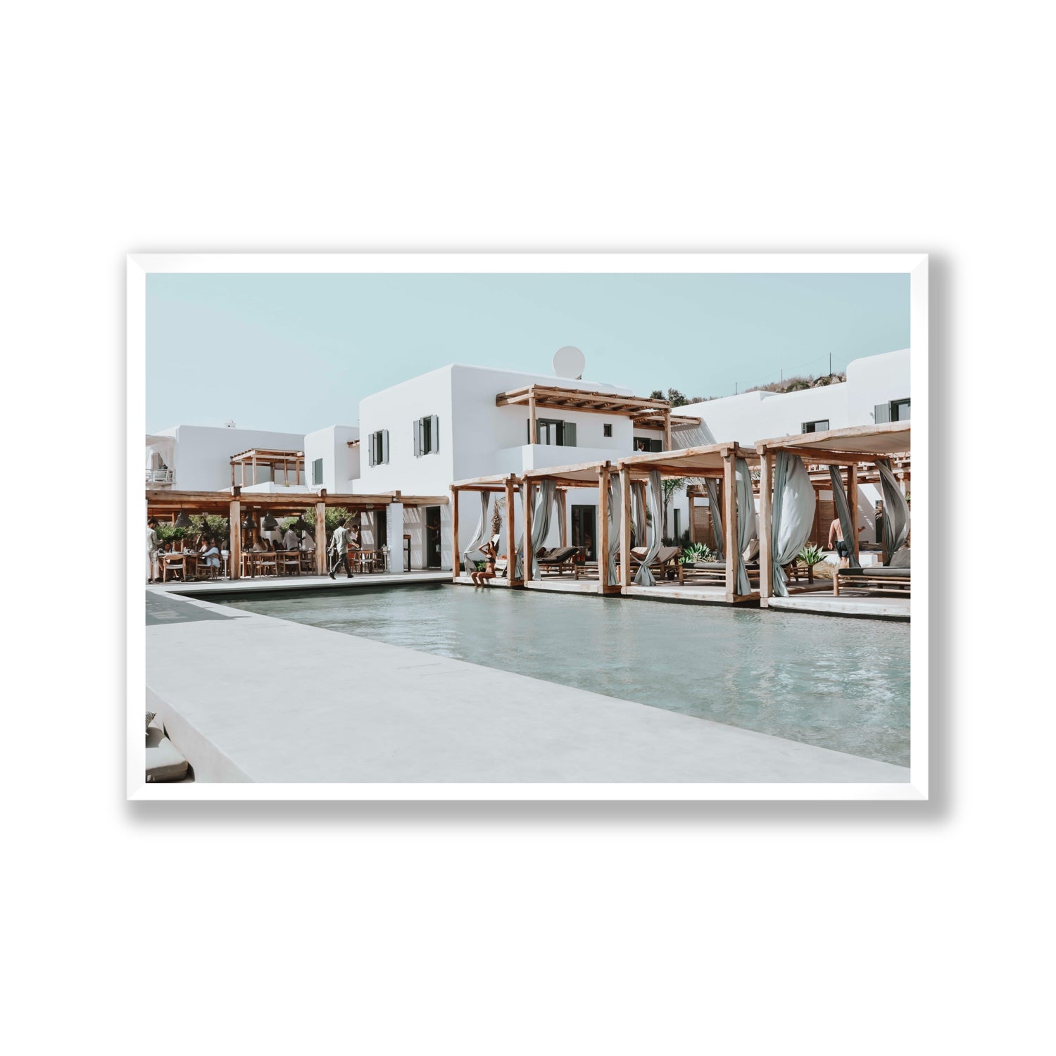 Polytelís Mykonos Greek island wall art Gallery full-bleed fine art print in white frame