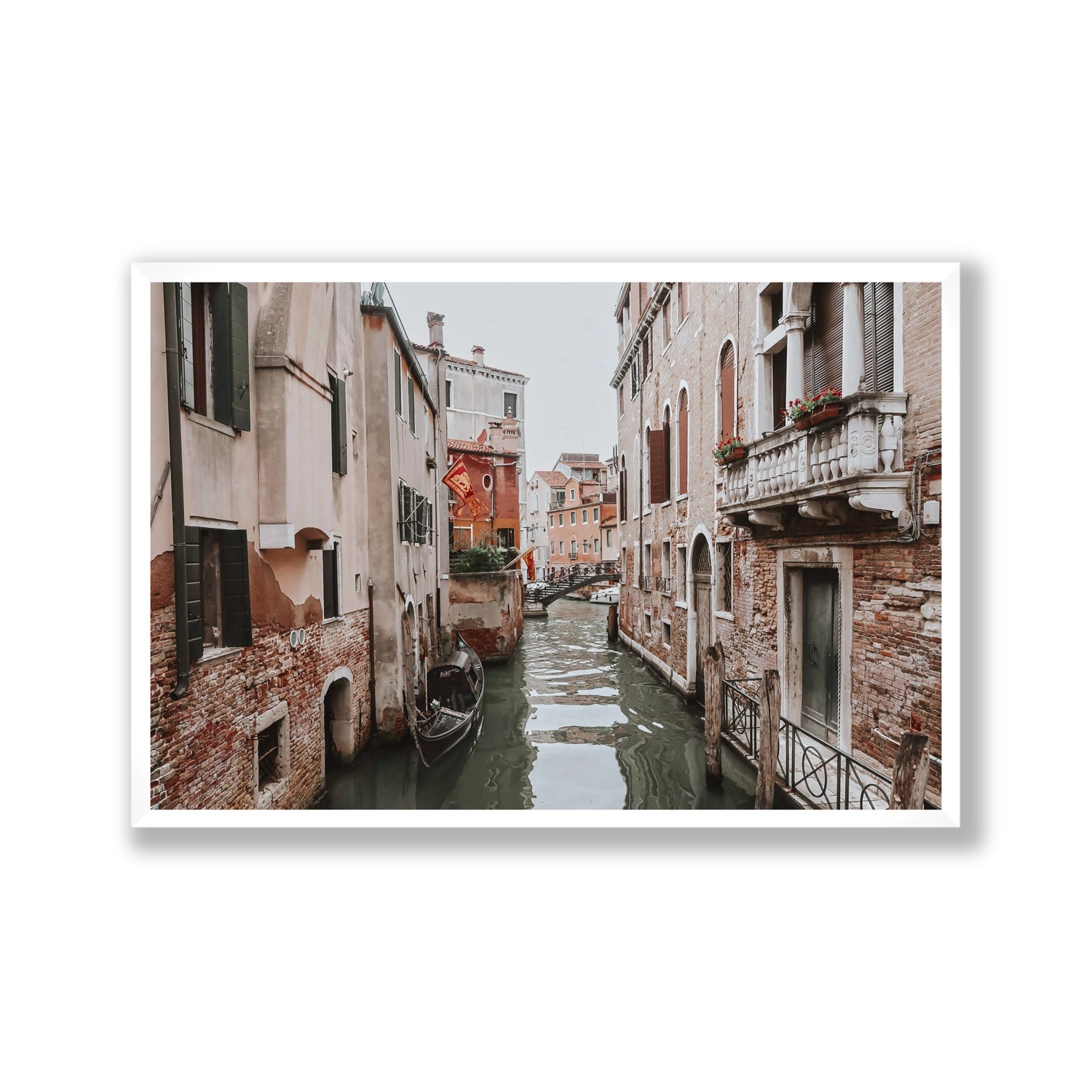 Venetian Gothic Venice Canal Italian wall art Gallery full-bleed fine art print in white frame