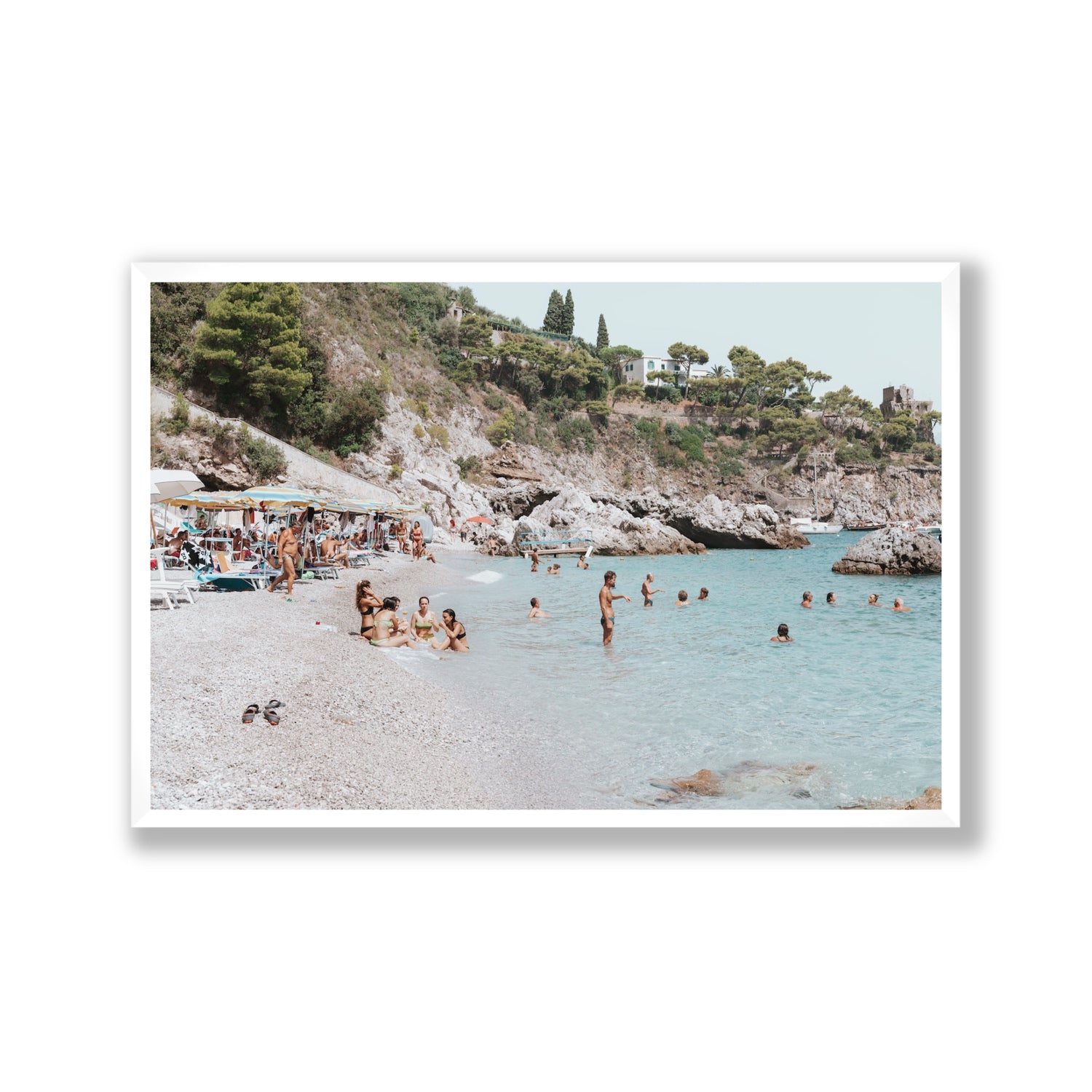 La Vacanza Amalfi Mediterranean wall art Gallery full-bleed fine art print in white frame