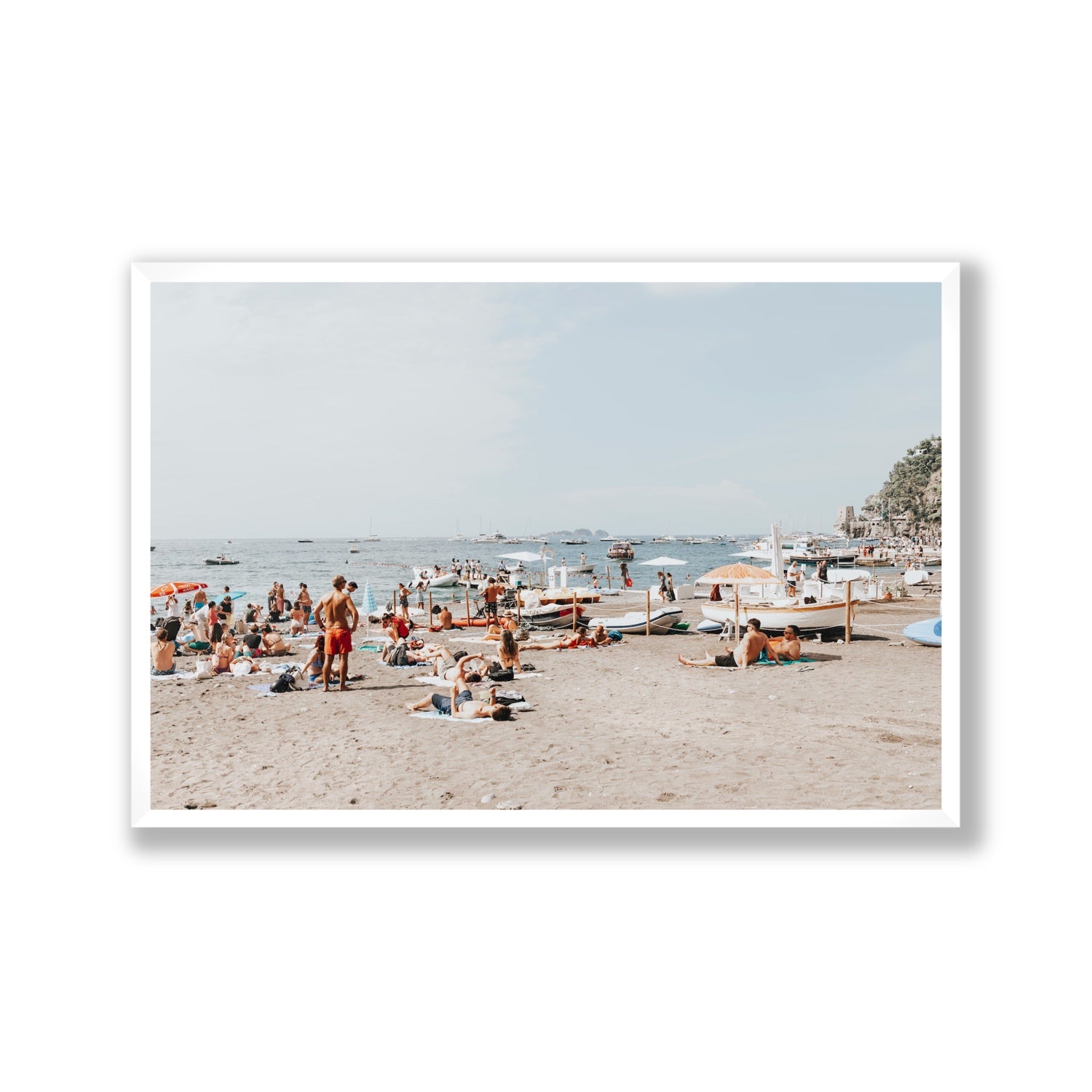 Beachy Vibes fine art print, Positano, Italy, Gallery, White Frame · Full Bleed, Fine Art Print