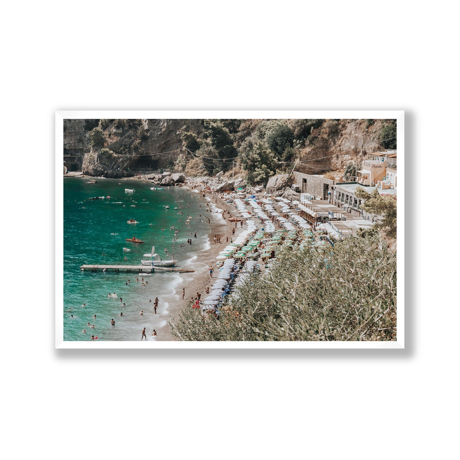 Fornillo Beach fine art print, Positano, Italy, Gallery, White Frame · Full Bleed, Fine Art Print