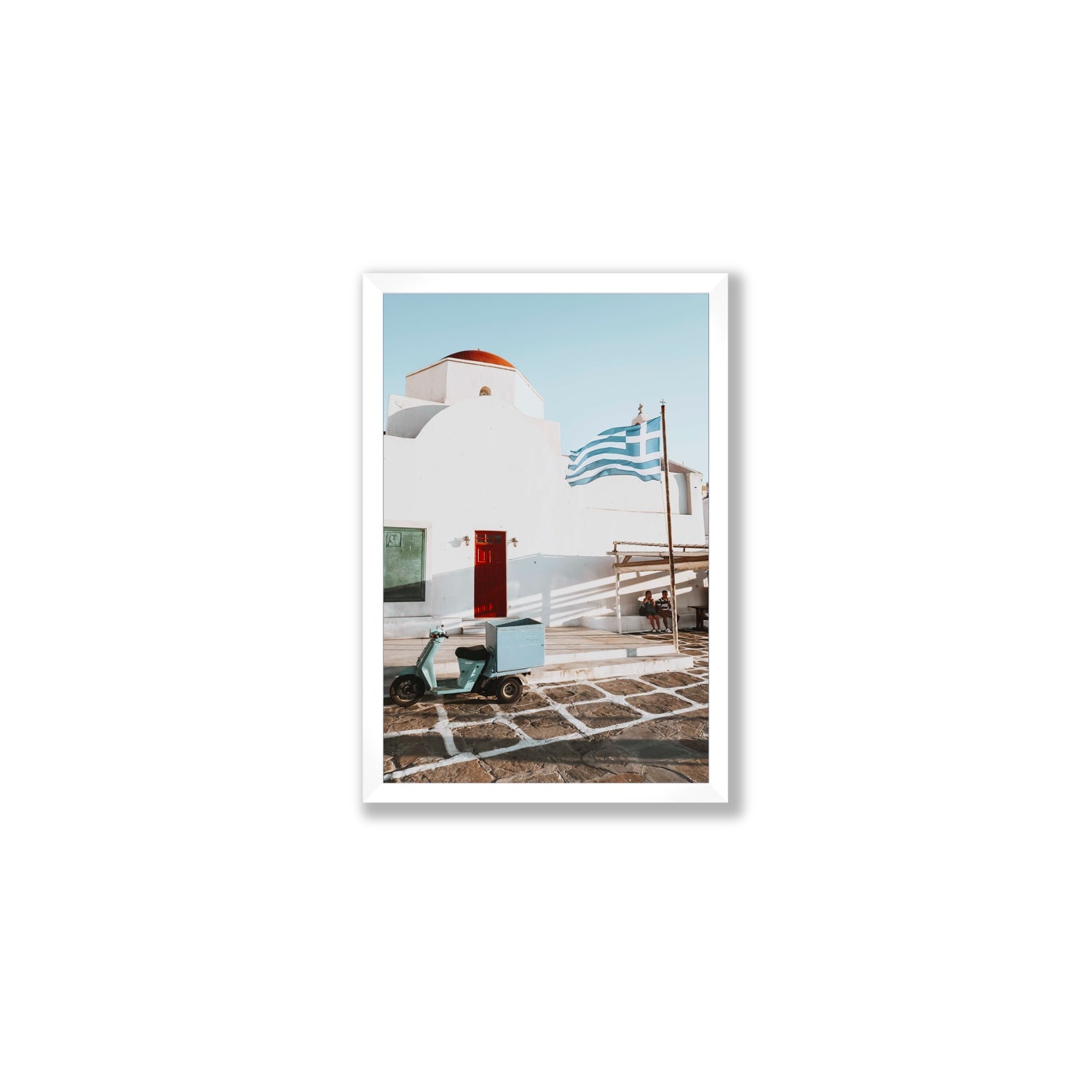 Mykonos Postcard fine art print, Mykonos, Greece, Medium, White Frame · Full Bleed, Fine Art Print
