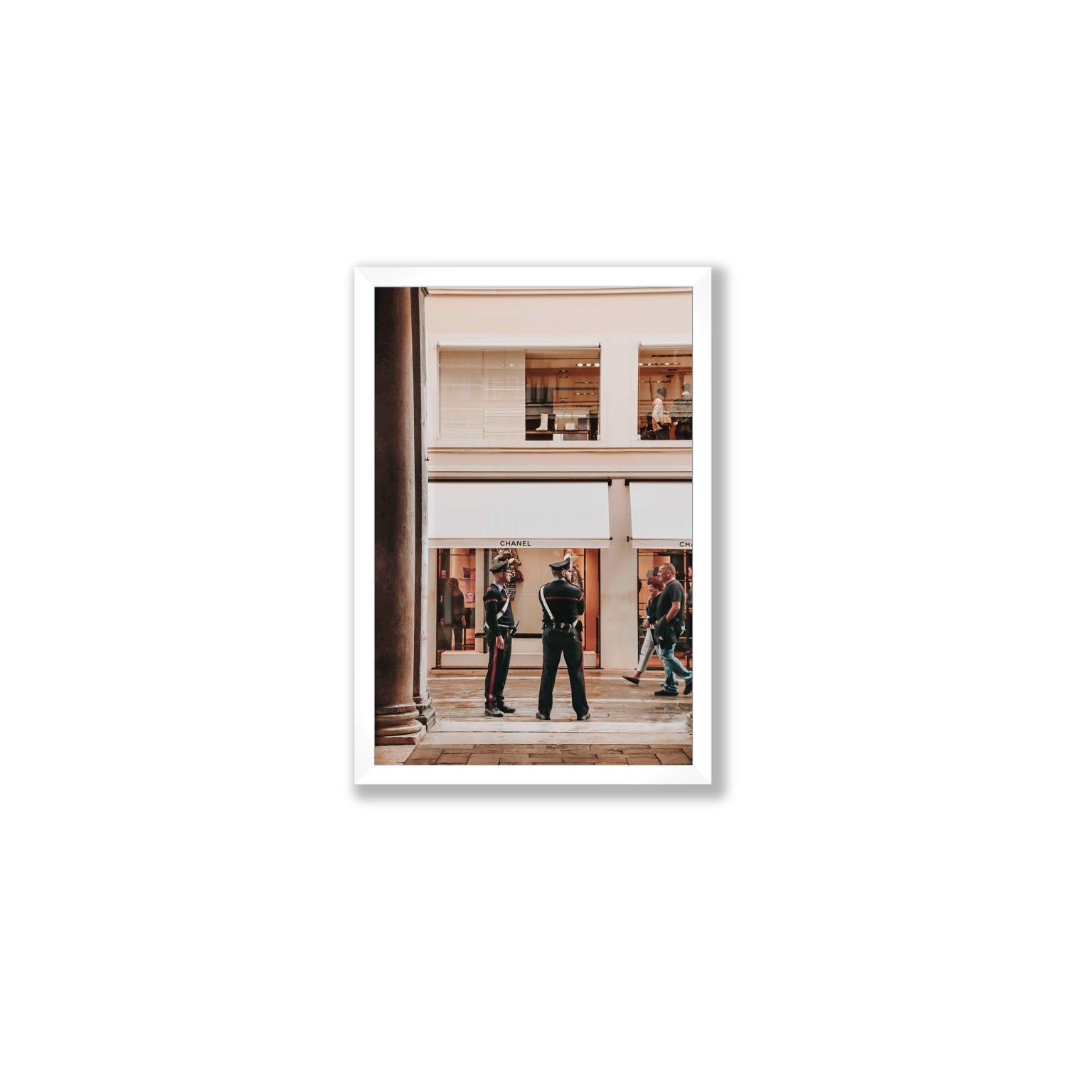 Style Police Venice Italian wall art Medium full-bleed fine art print in white frame