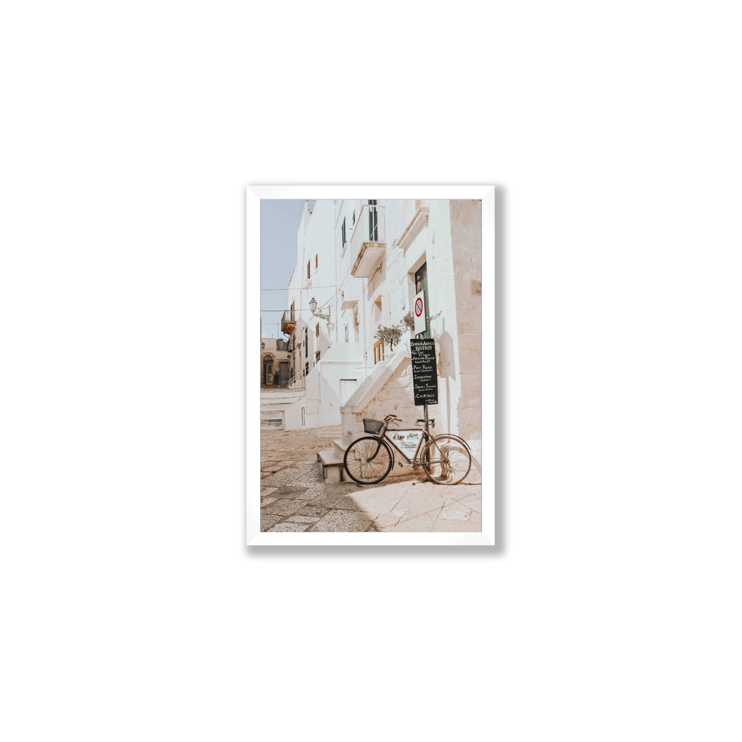 La Bicicletta Puglia Ostuni wall art Medium full-bleed fine art print in white frame