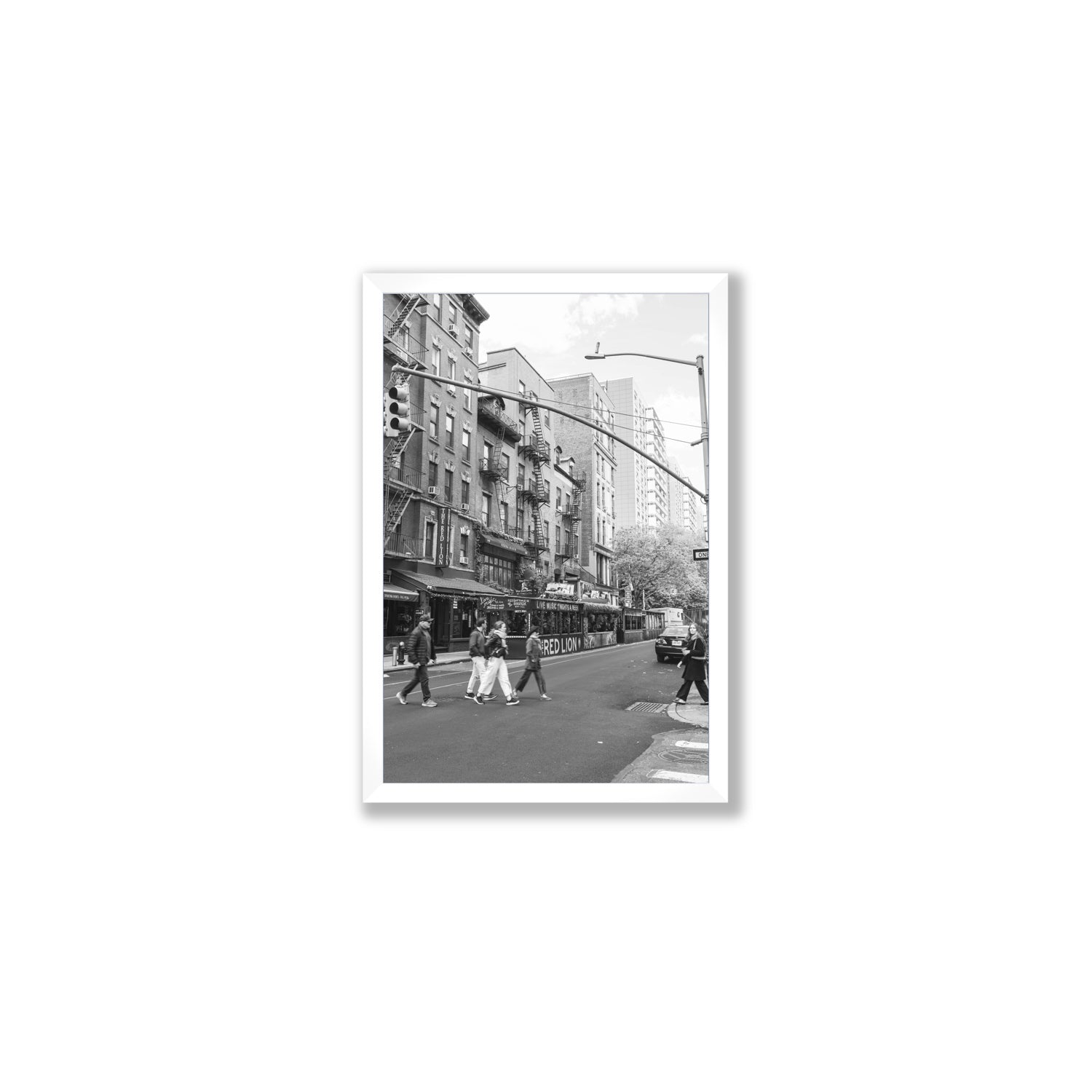 Spectral Streets New York NYC Black & White wall art Medium full-bleed fine art print in white frame