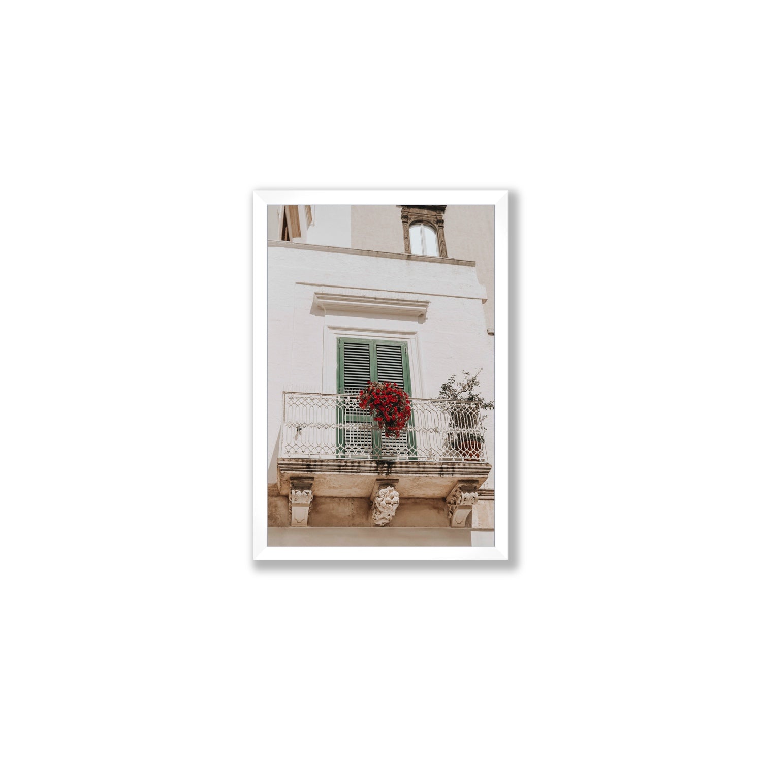 Balcone Estivo Puglia Italian wall art Medium full-bleed fine art print in white frame