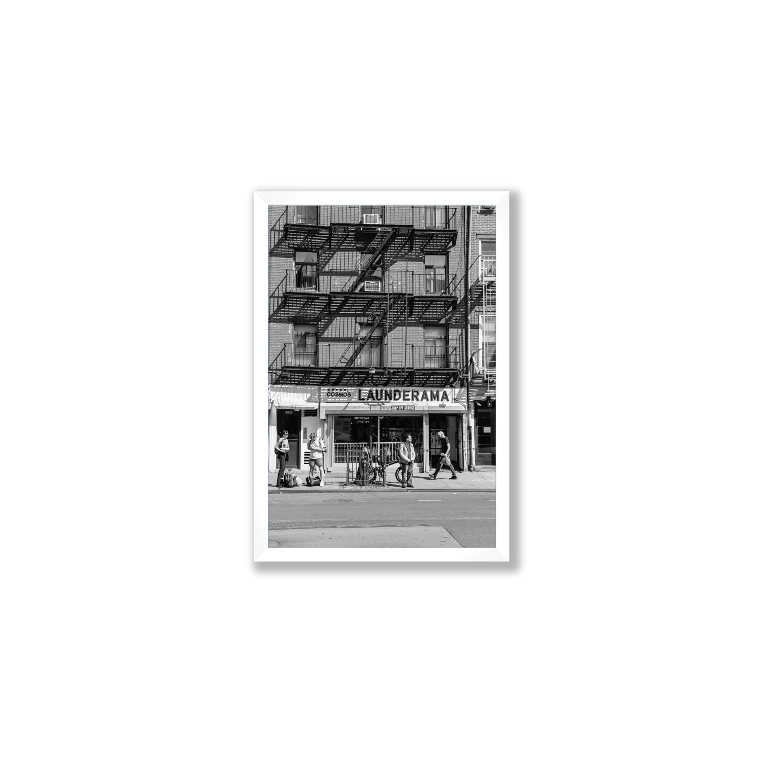 Bus Stop New York NYC Black & White wall art Medium full-bleed fine art print in white frame