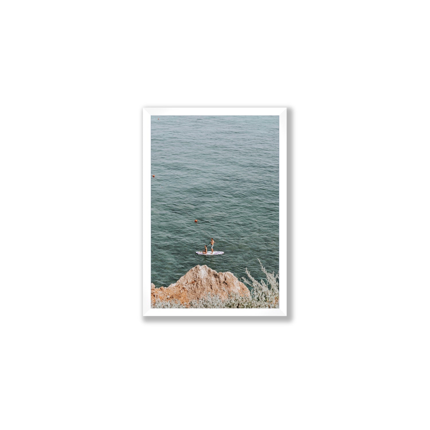 Into The Vibe Without Getting Wet Tuscany coastal wall art Medium full-bleed fine art print in white frame