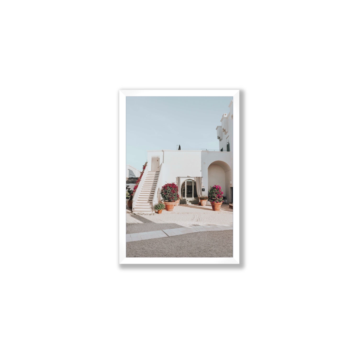 Scala Fiorita Puglia Mediterranean wall art Medium full-bleed fine art print in white frame