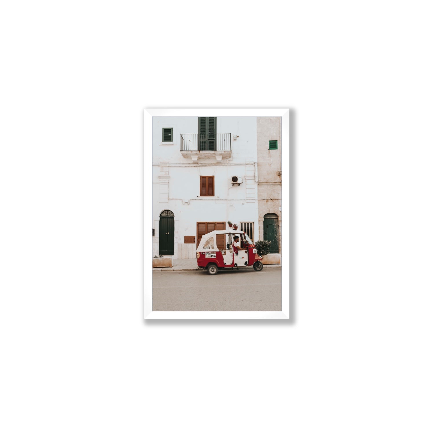 Groovy Piaggio Puglia Italian wall art Medium full-bleed fine art print in white frame