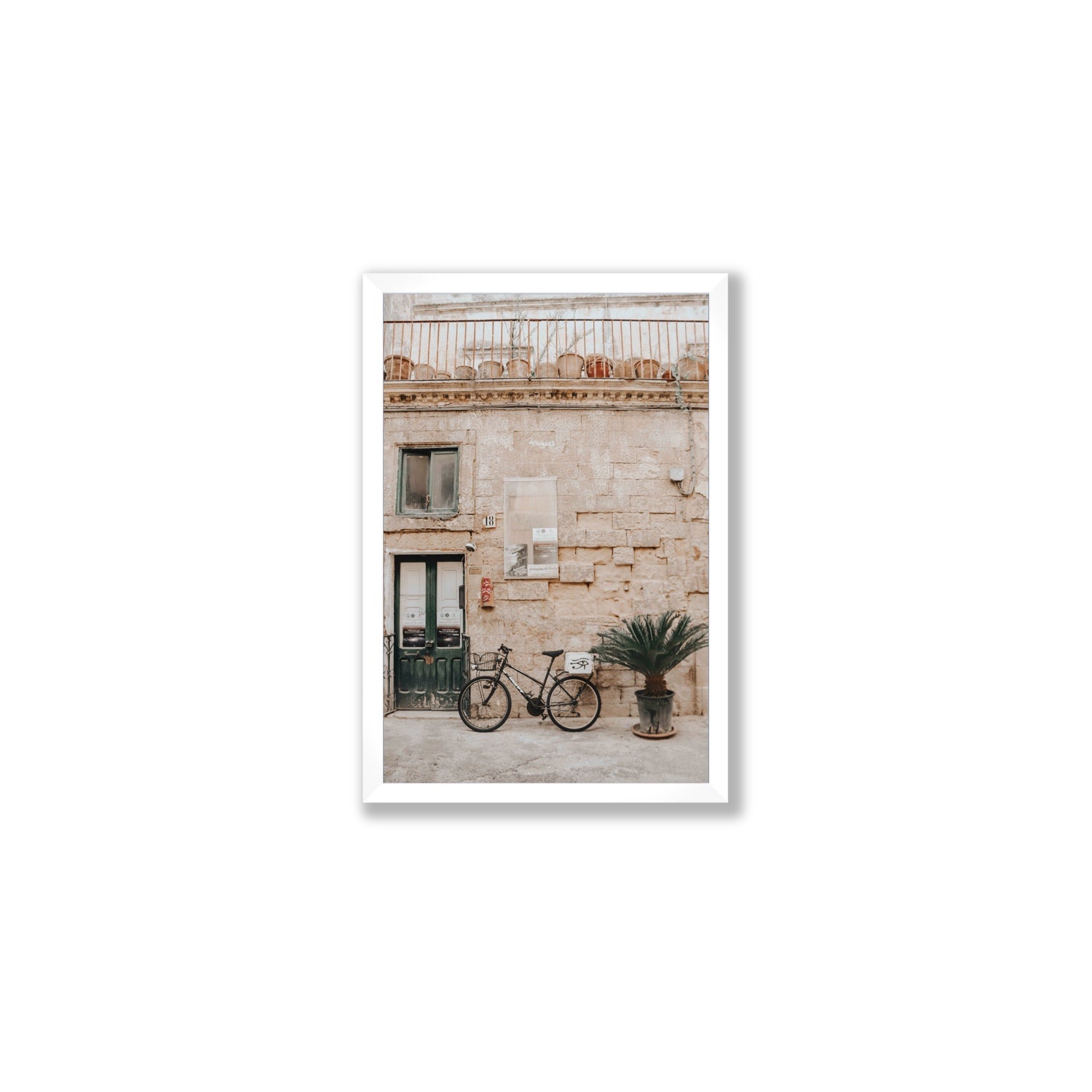 Golden Facades Puglia Lecce Italian wall art Medium full-bleed fine art print in white frame