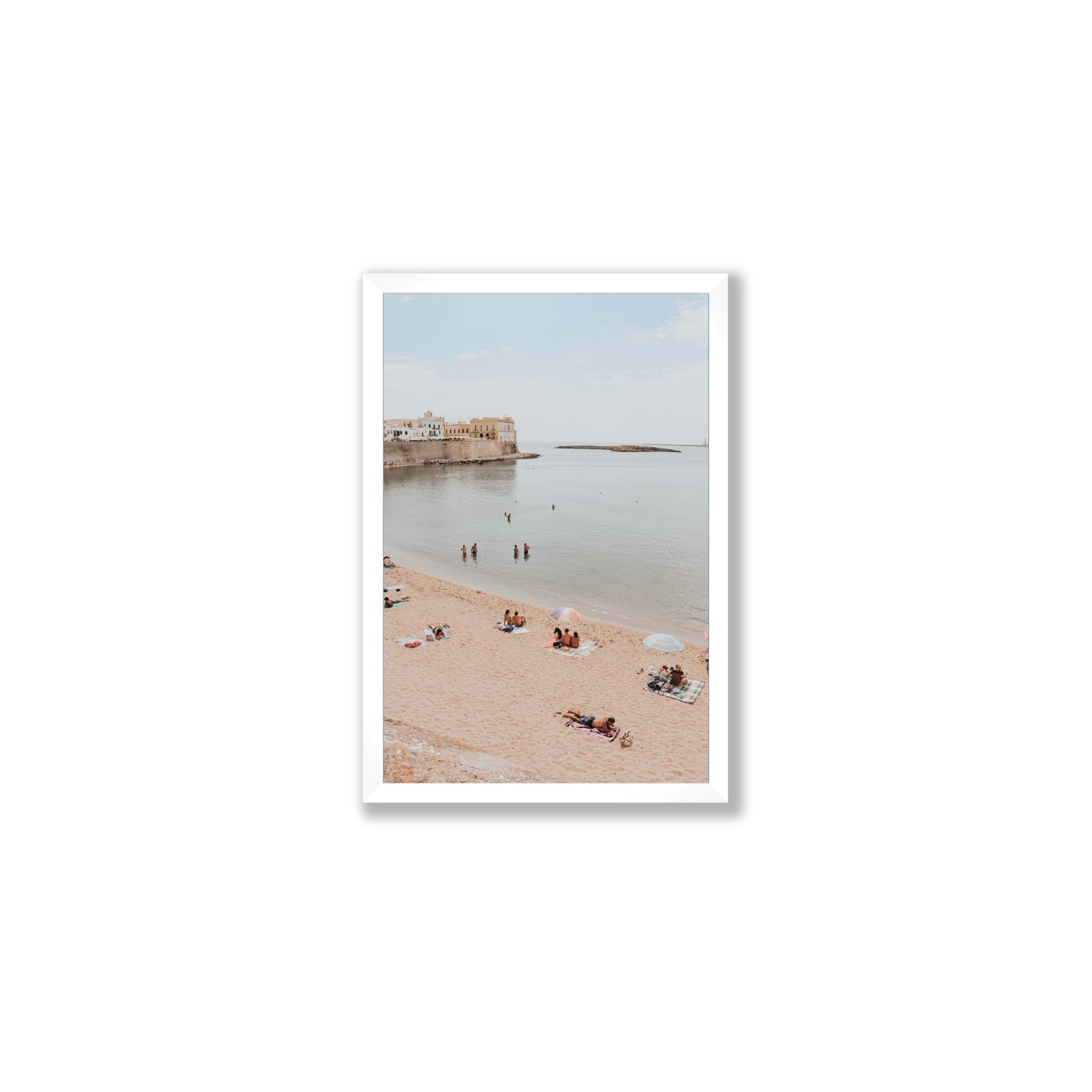 Spiaggia della Purita Puglia coastal art print Medium full-bleed fine art print in white frame