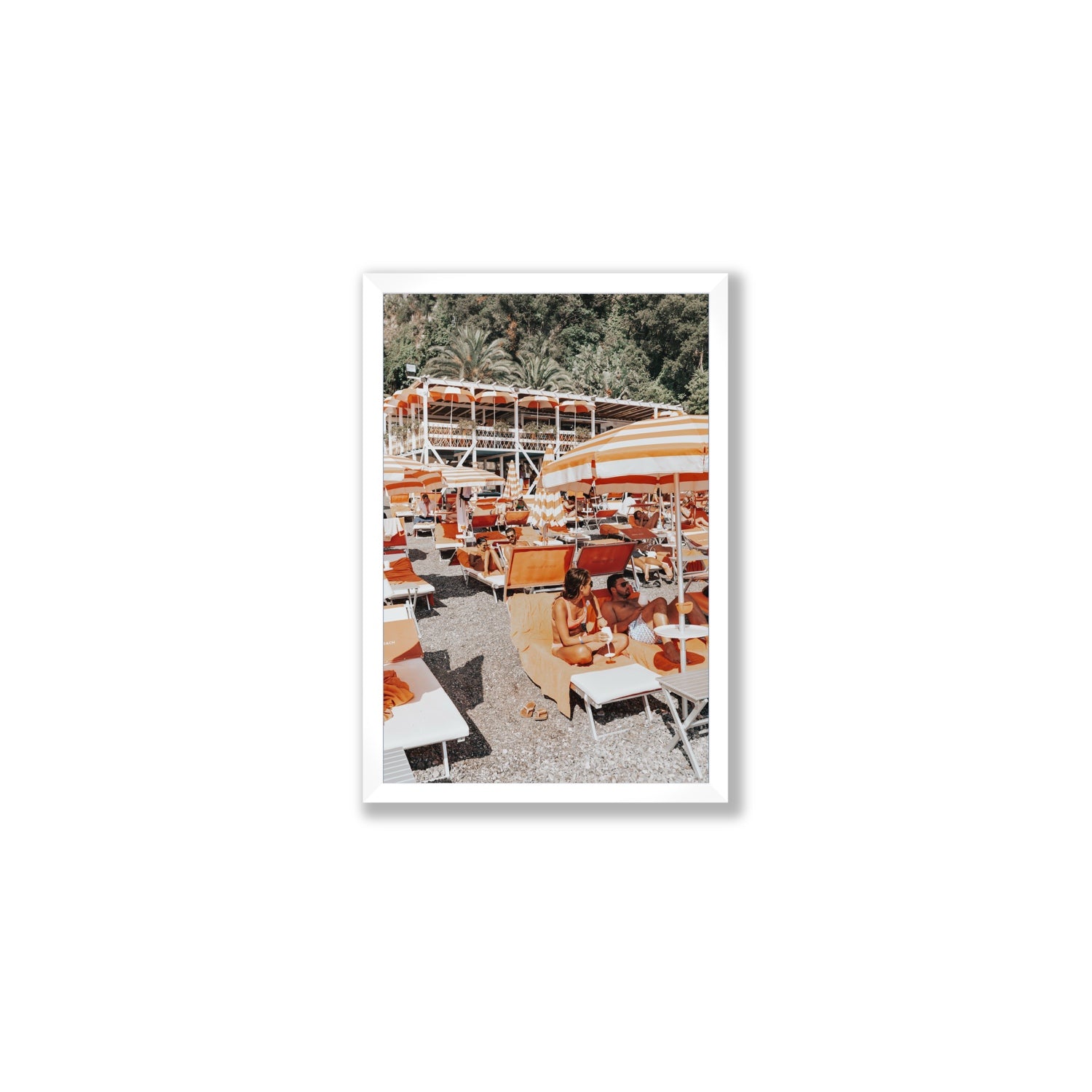Lounging In Lido fine art print, Positano, Italy, Medium, White Frame · Full Bleed, Fine Art Print