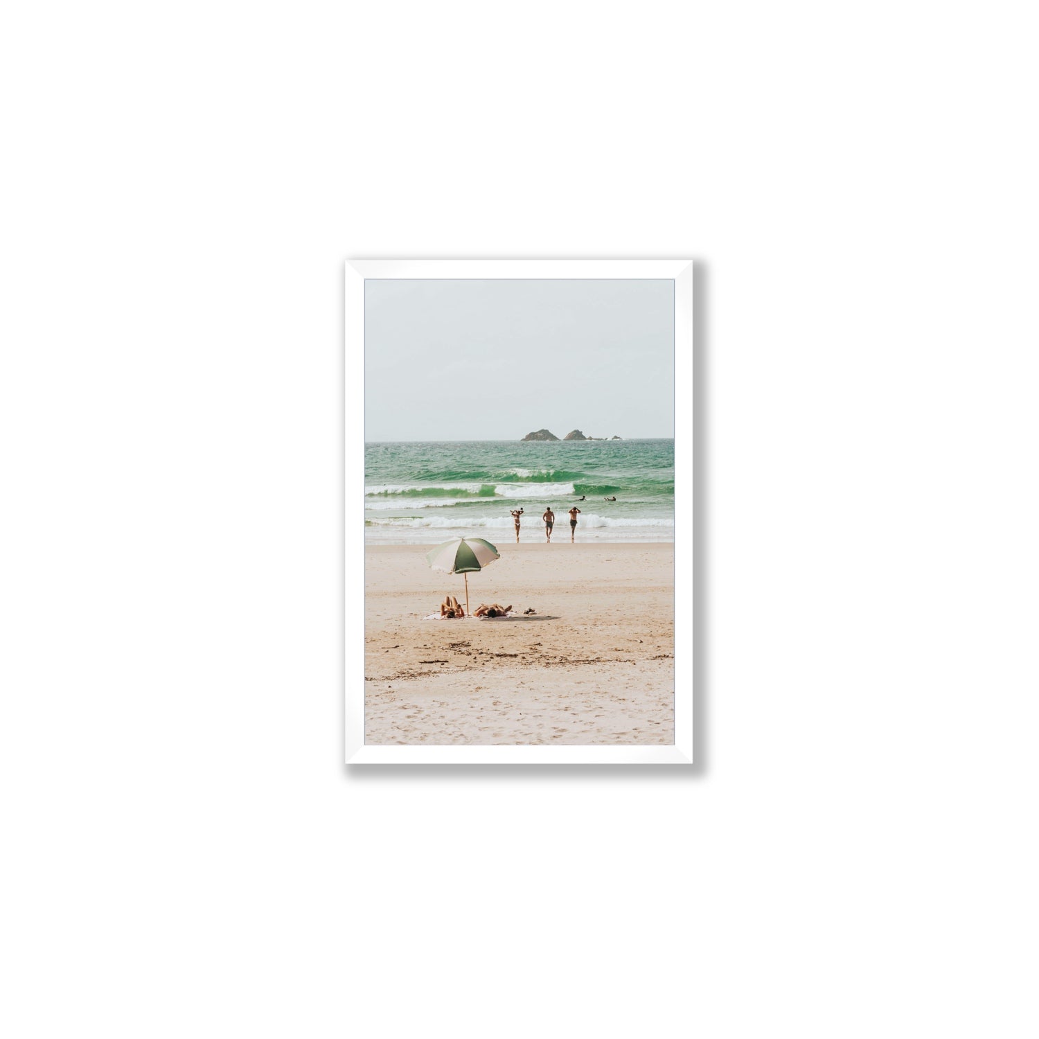 Escape The Ordinary Byron Bay coastal decor wall art Medium full-bleed fine art print in white frame