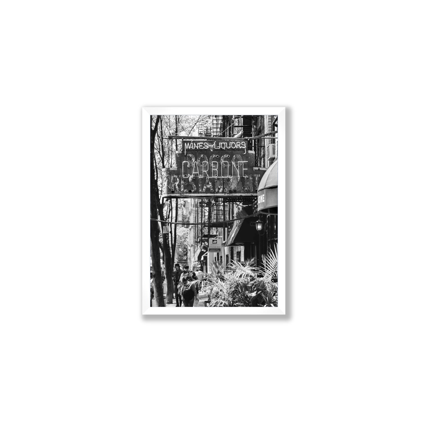 Paparazzi To Pasta New York NYC Black & White wall art Medium full-bleed fine art print in white frame