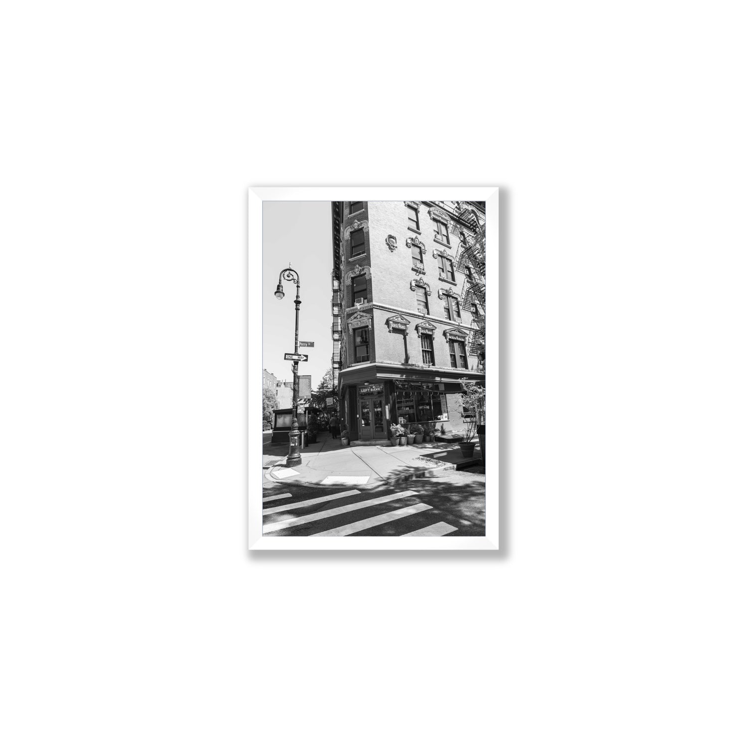 Parisian On Perry New York NYC Black & White wall art Medium full-bleed fine art print in white frame
