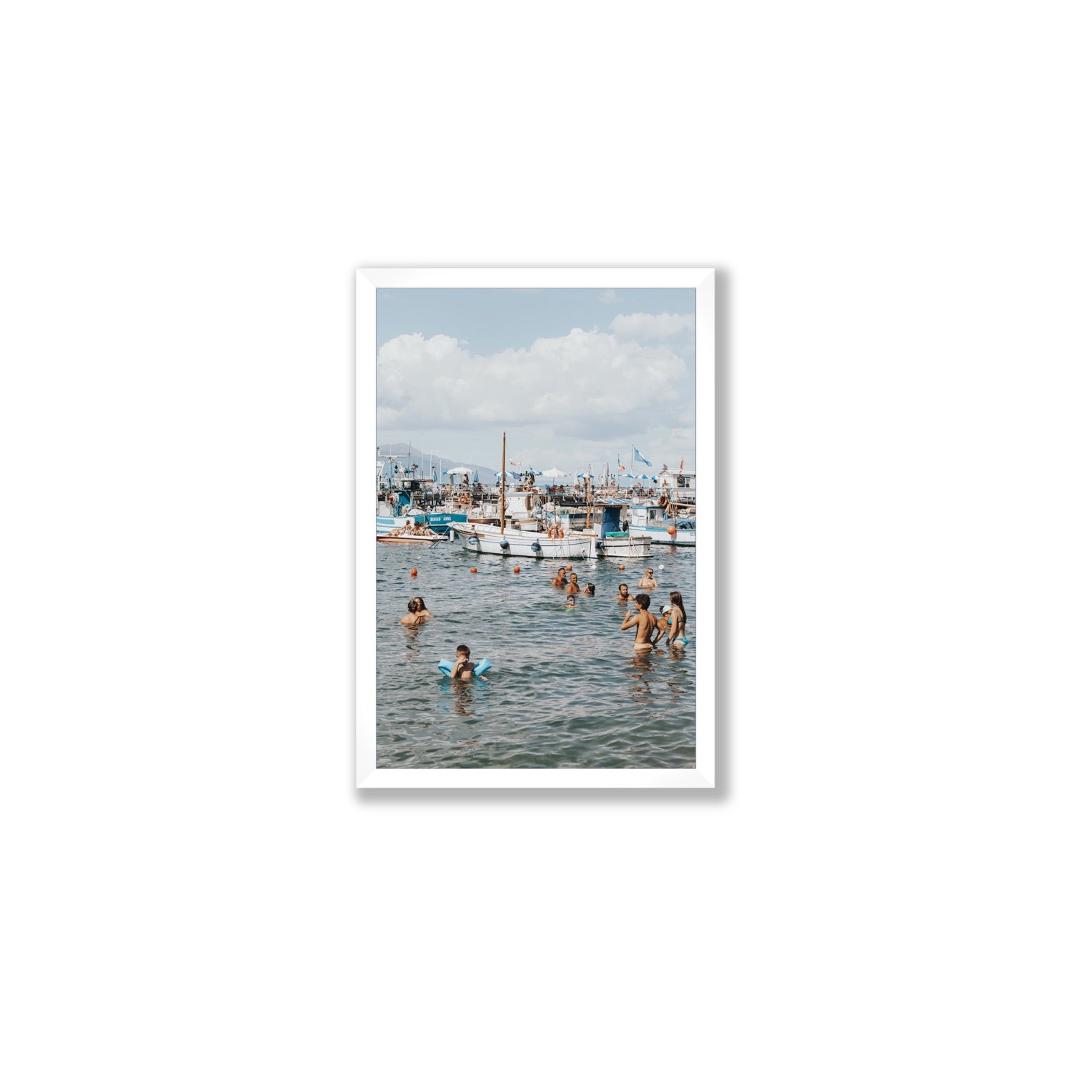 Vacanze Italiane Sorrento Italian coastal wall art Medium full-bleed fine art print in white frame