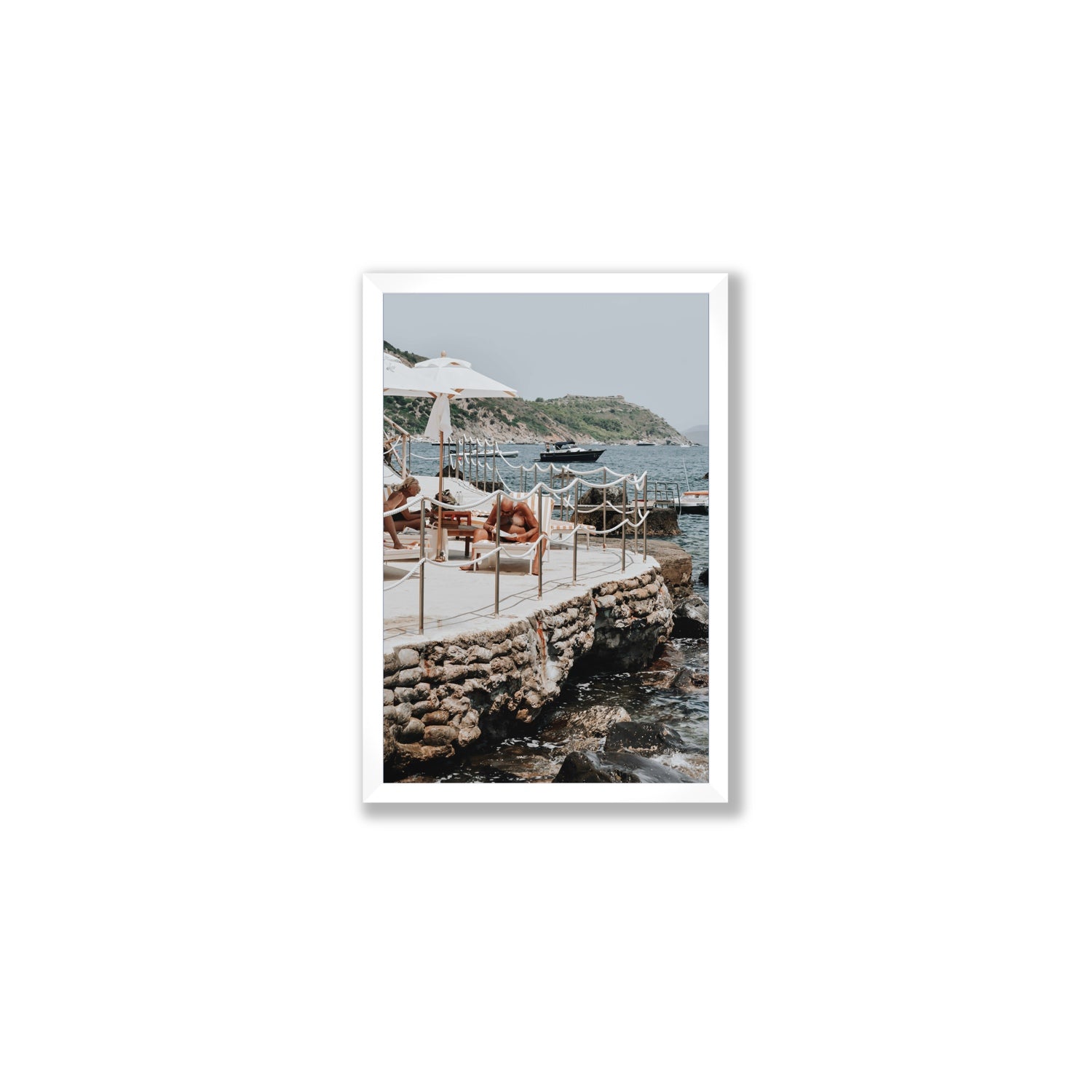 Nonno e Nonna Tuscany coastal Italian wall art Medium full-bleed fine art print in white frame