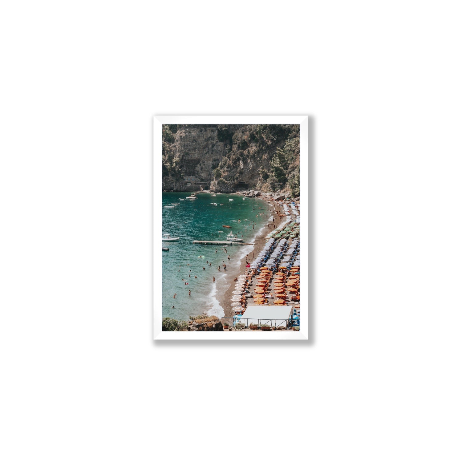 Parasol Panorama fine art print, Positano, Italy, Medium, White Frame · Full Bleed, Fine Art Print