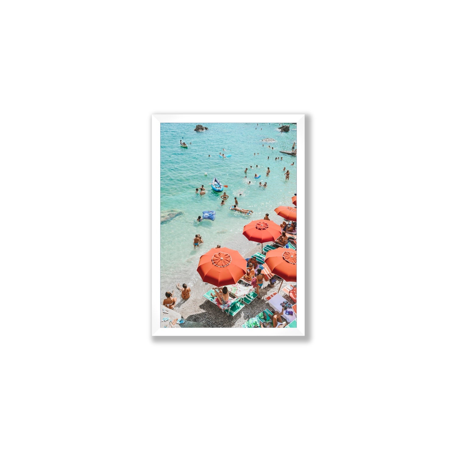 Easy Street Capri Italian beach wall art Medium full-bleed fine art print in white frame