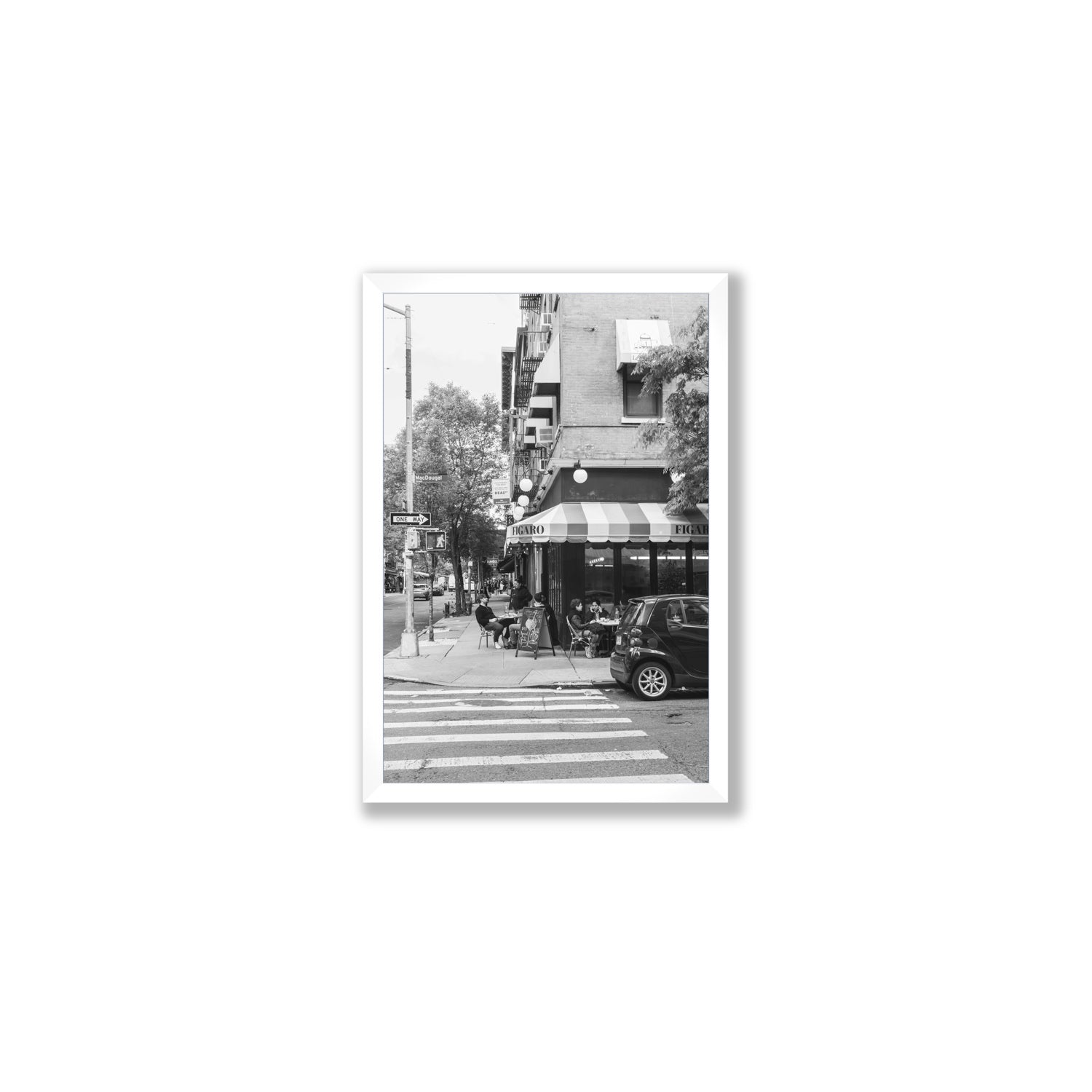Figaro New York NYC Black & White wall art Medium full-bleed fine art print in white frame