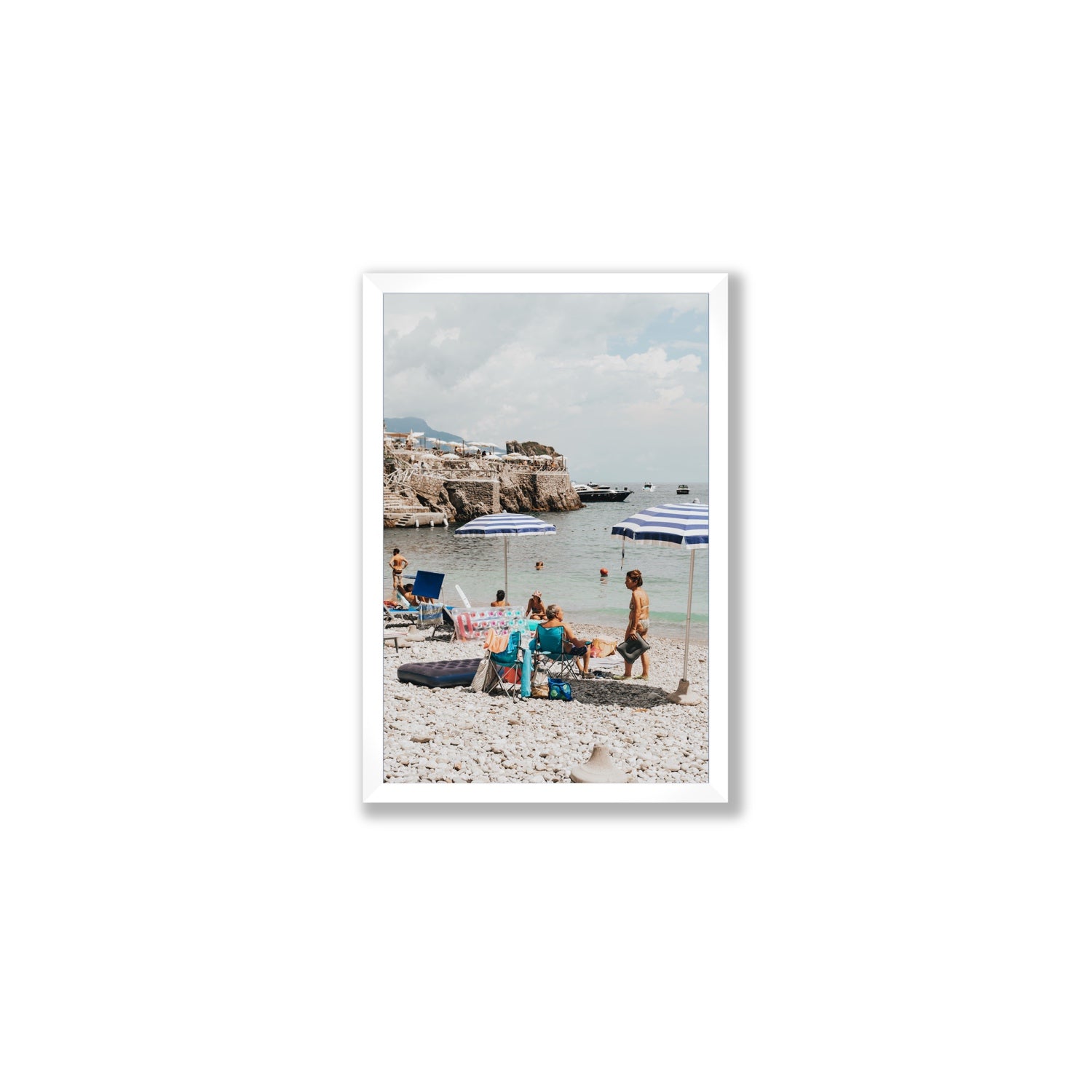 Couple Goals Nerano Amalfi Coast coastal wall art Medium full-bleed fine art print in white frame
