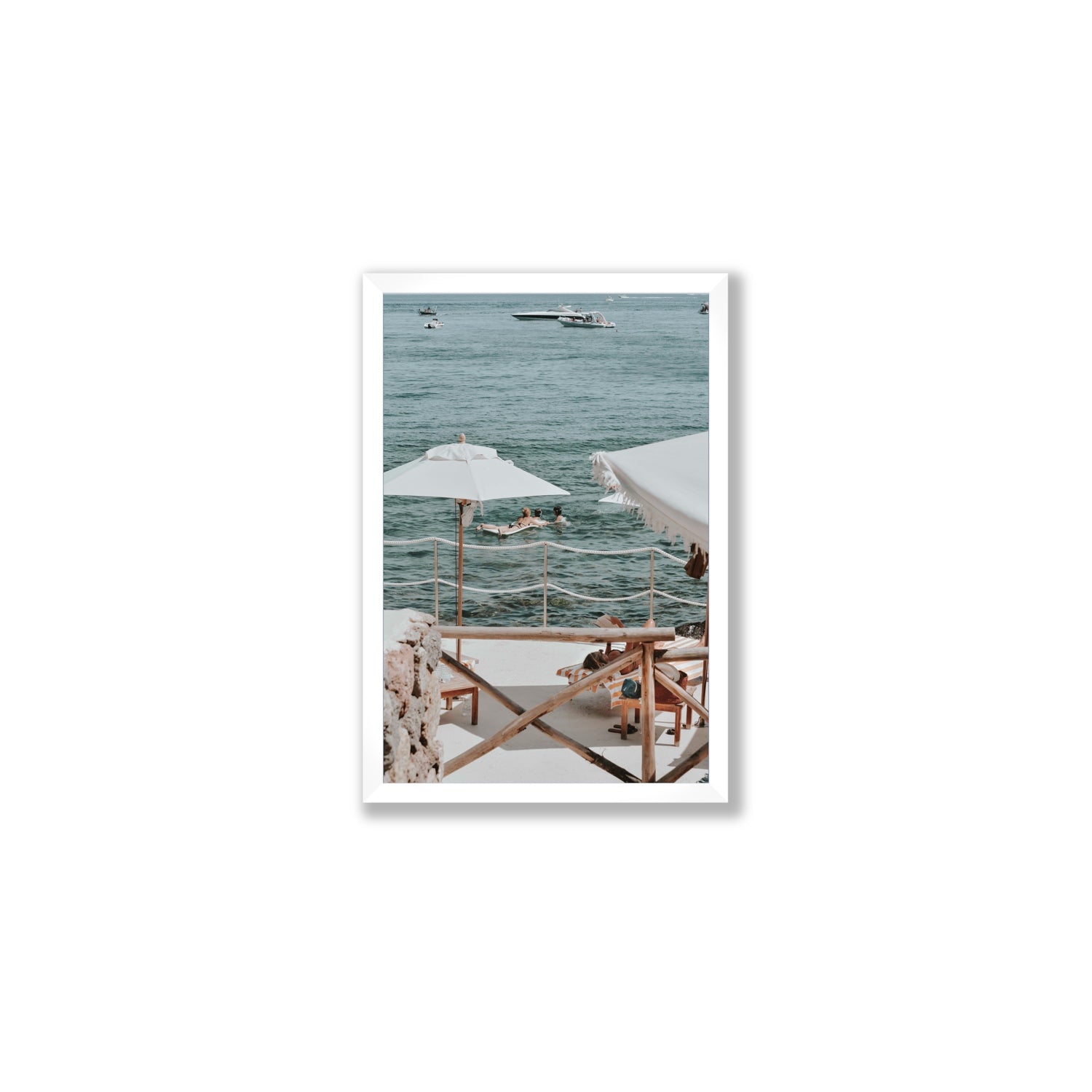 Hideaway Tuscany coastal Mediterranean wall art Medium full-bleed fine art print in white frame